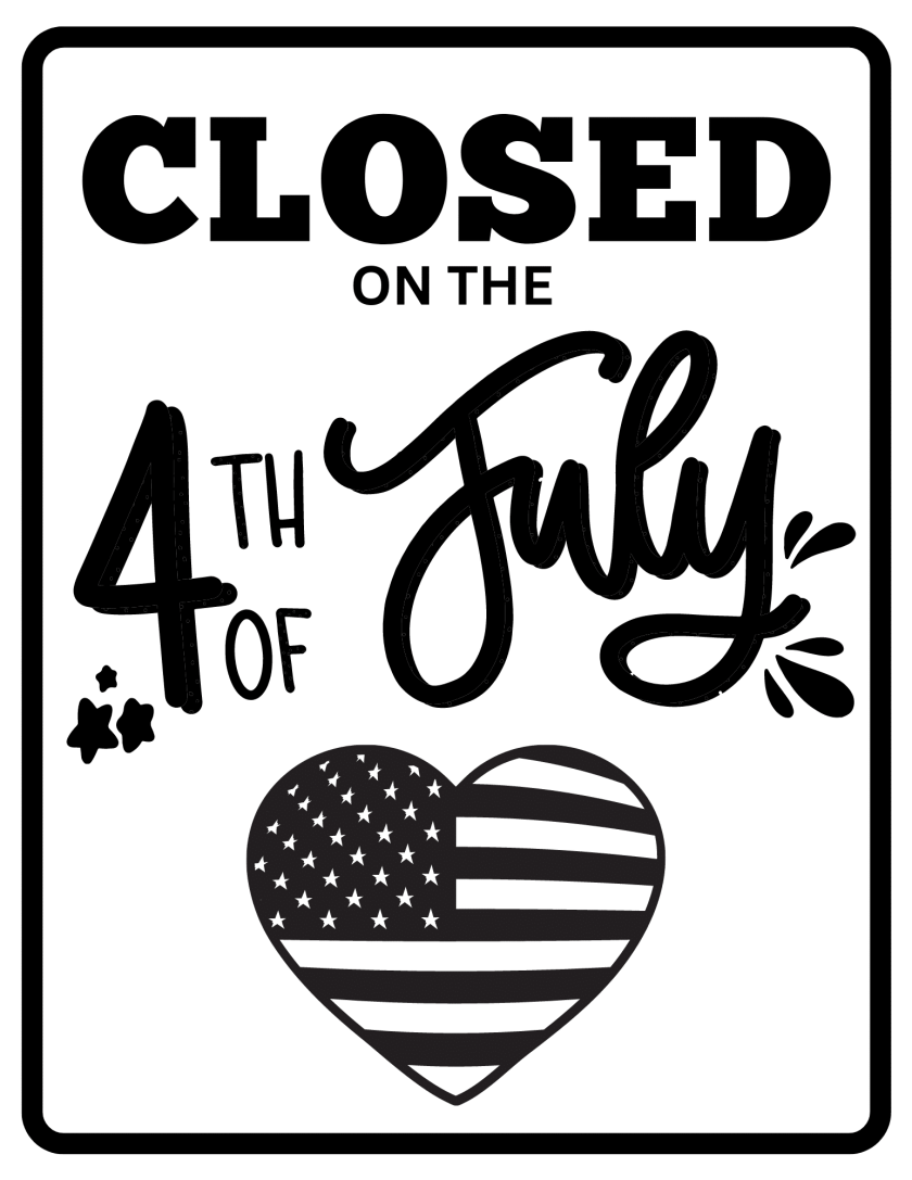 Closed 4th Of July Printable Sign