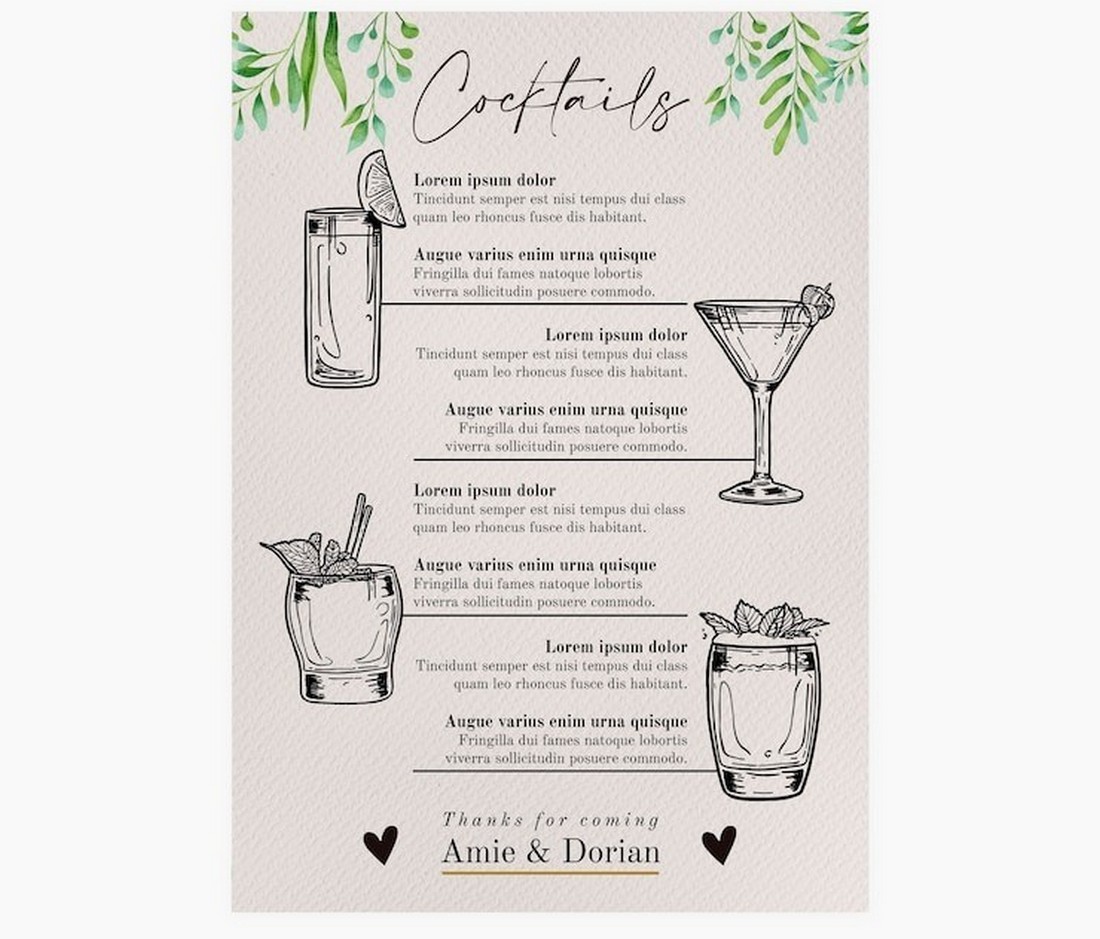 Cocktail Menu Templates Cocktail Menu Templates