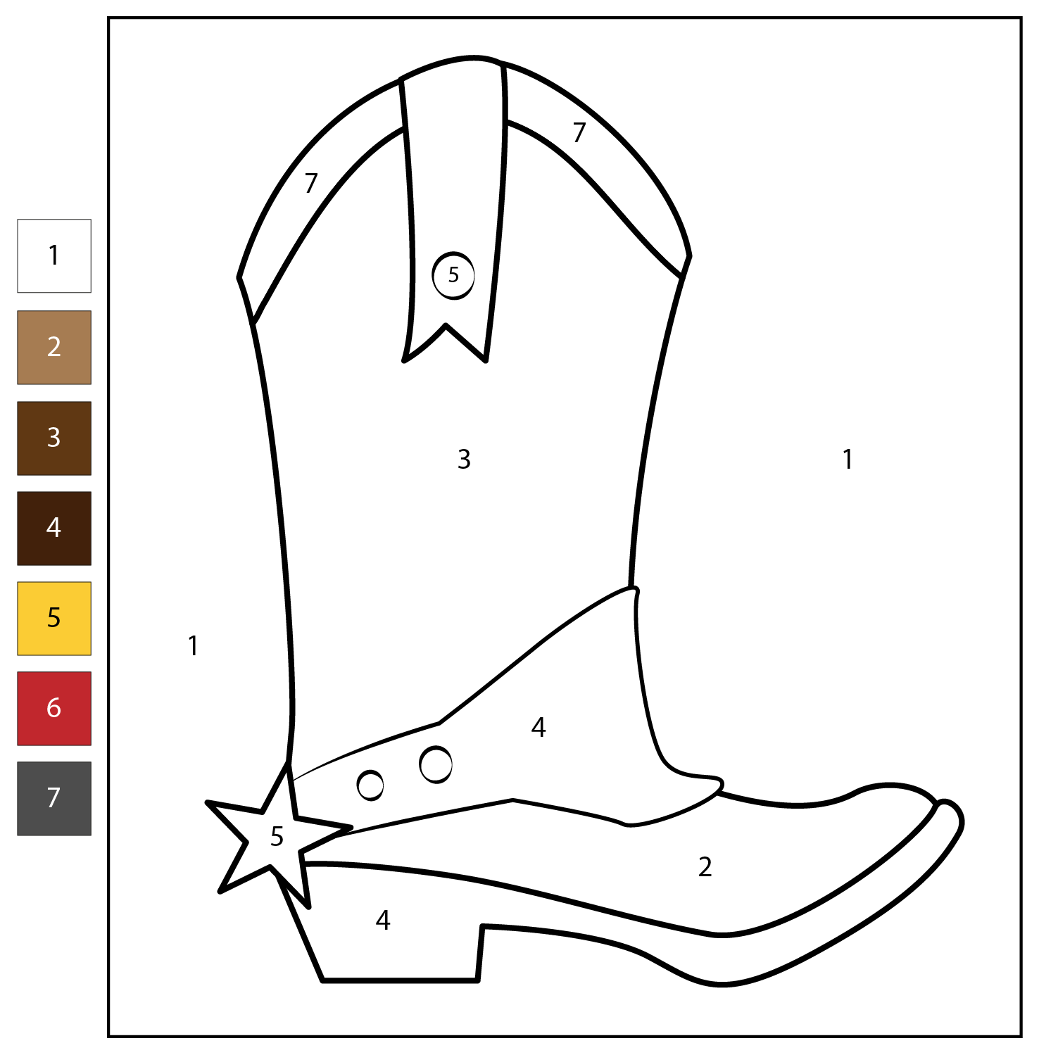 Color By Number Cowboy Boot