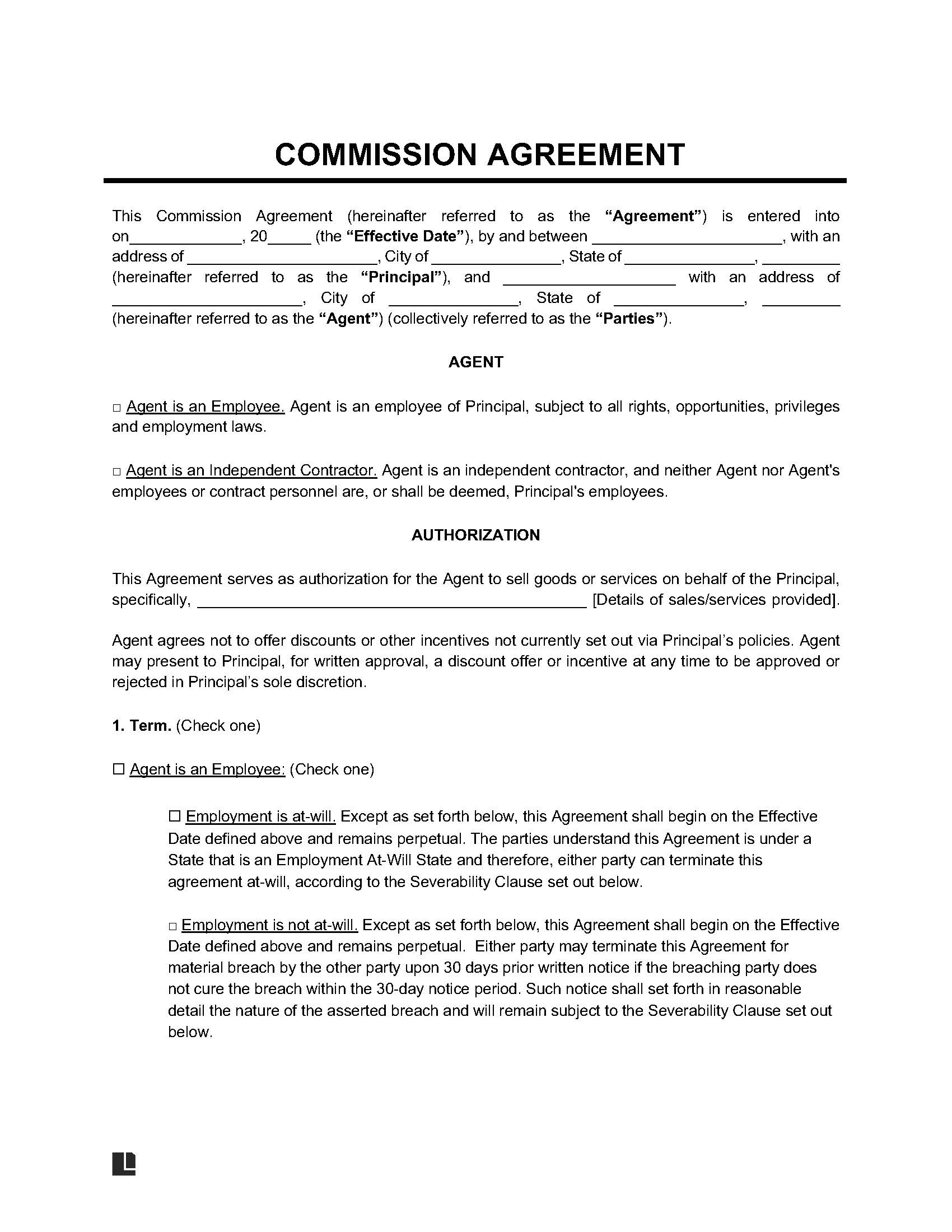 Commission Agreement Commission Agreement