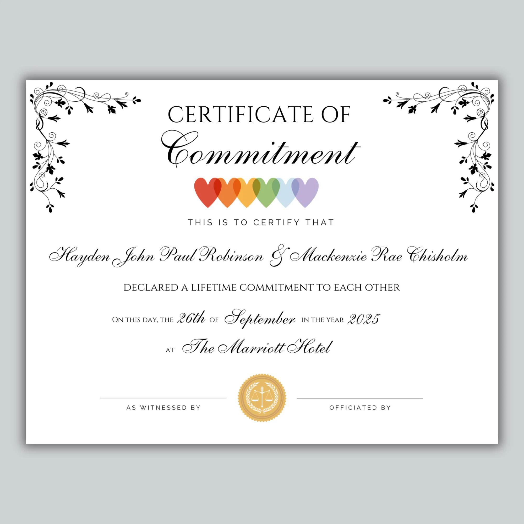 free printable commitment certificate template free printable commitment certificate template