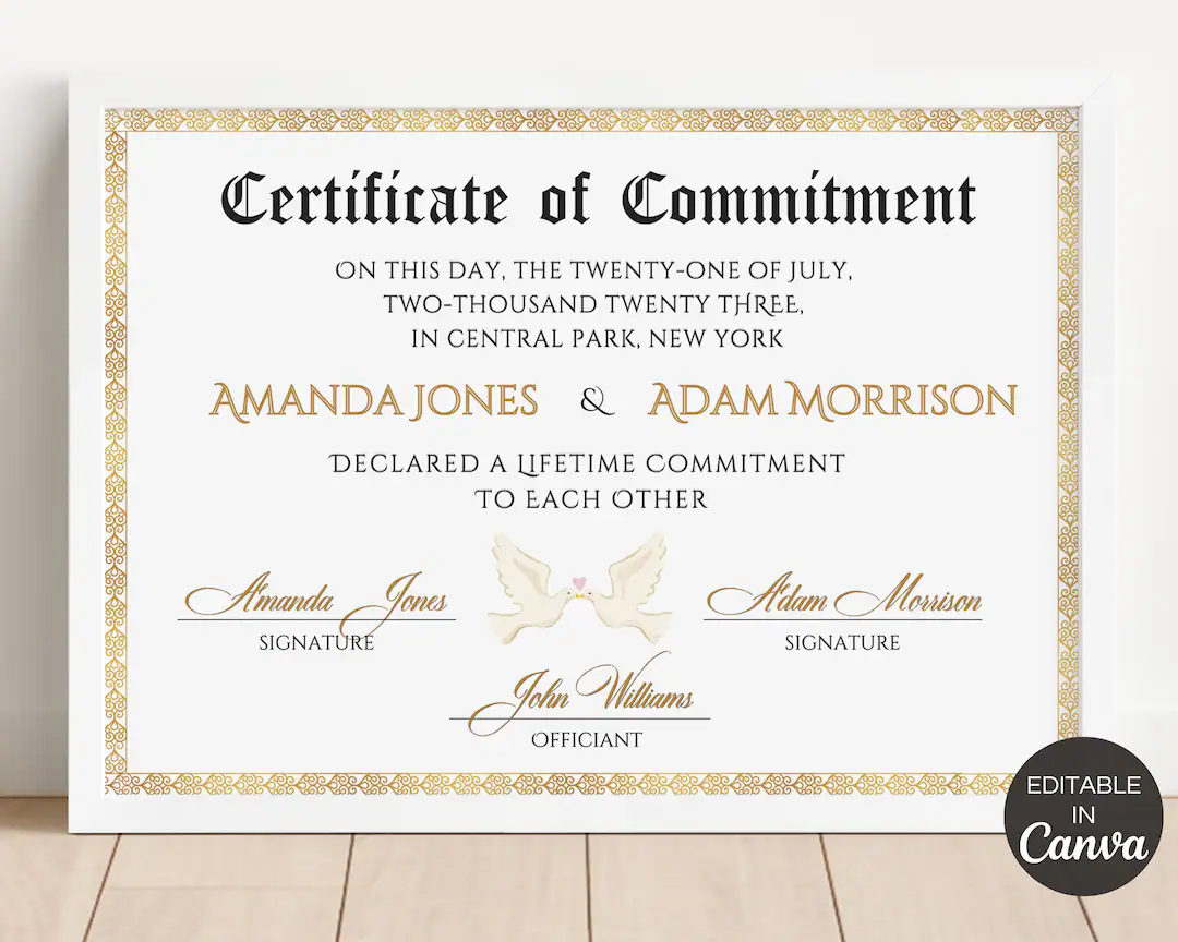 Commitment Certificate Template