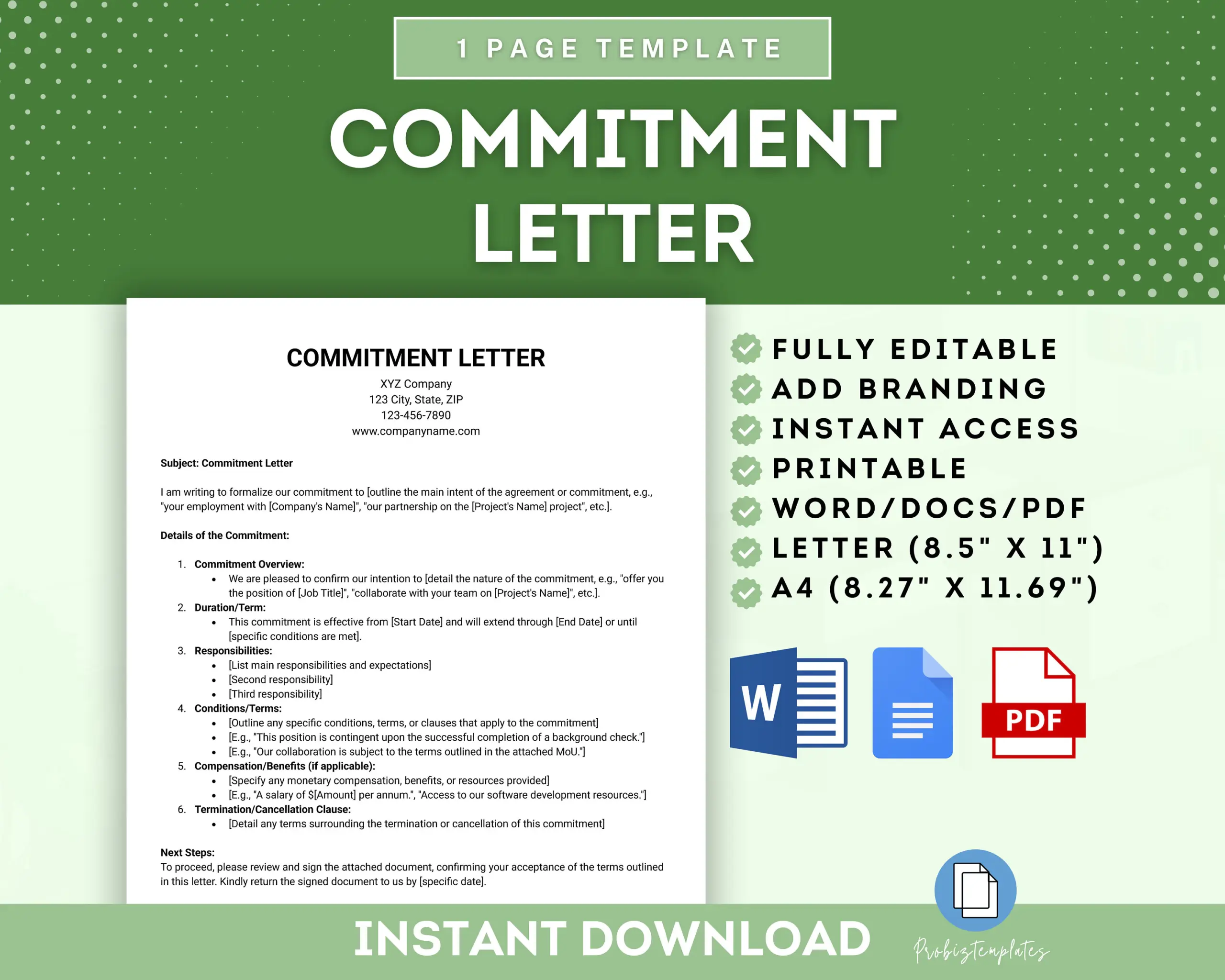 Commitment Letter Template Business Commitment Letter Template Business