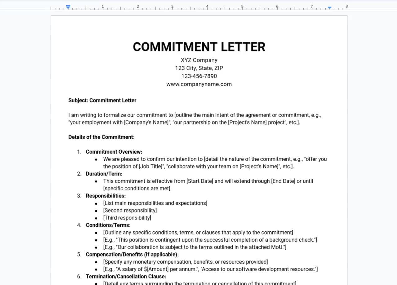 Commitment Letter Template Business Commitment Letter Template Business