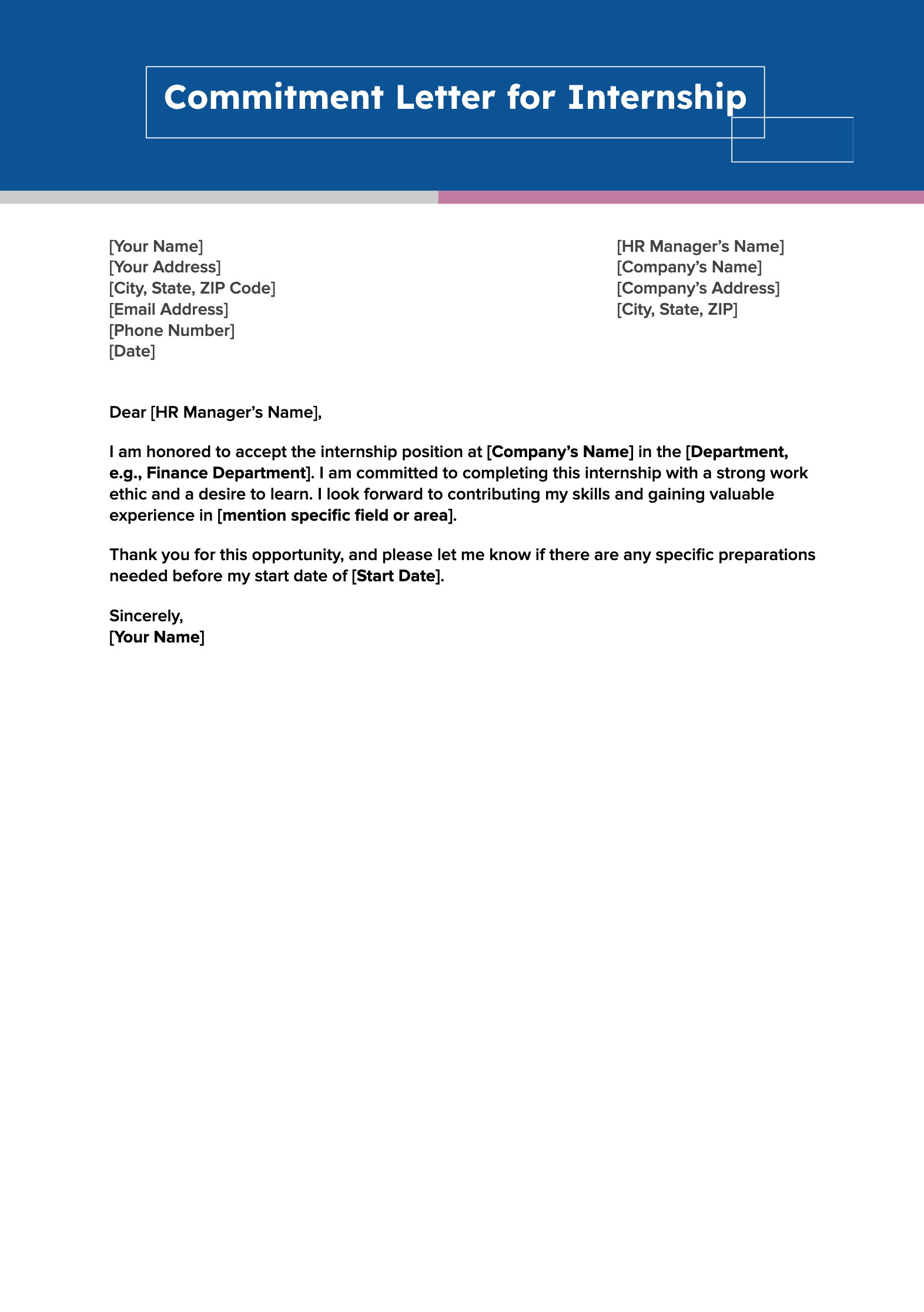 commitment letter template sample commitment letter template sample