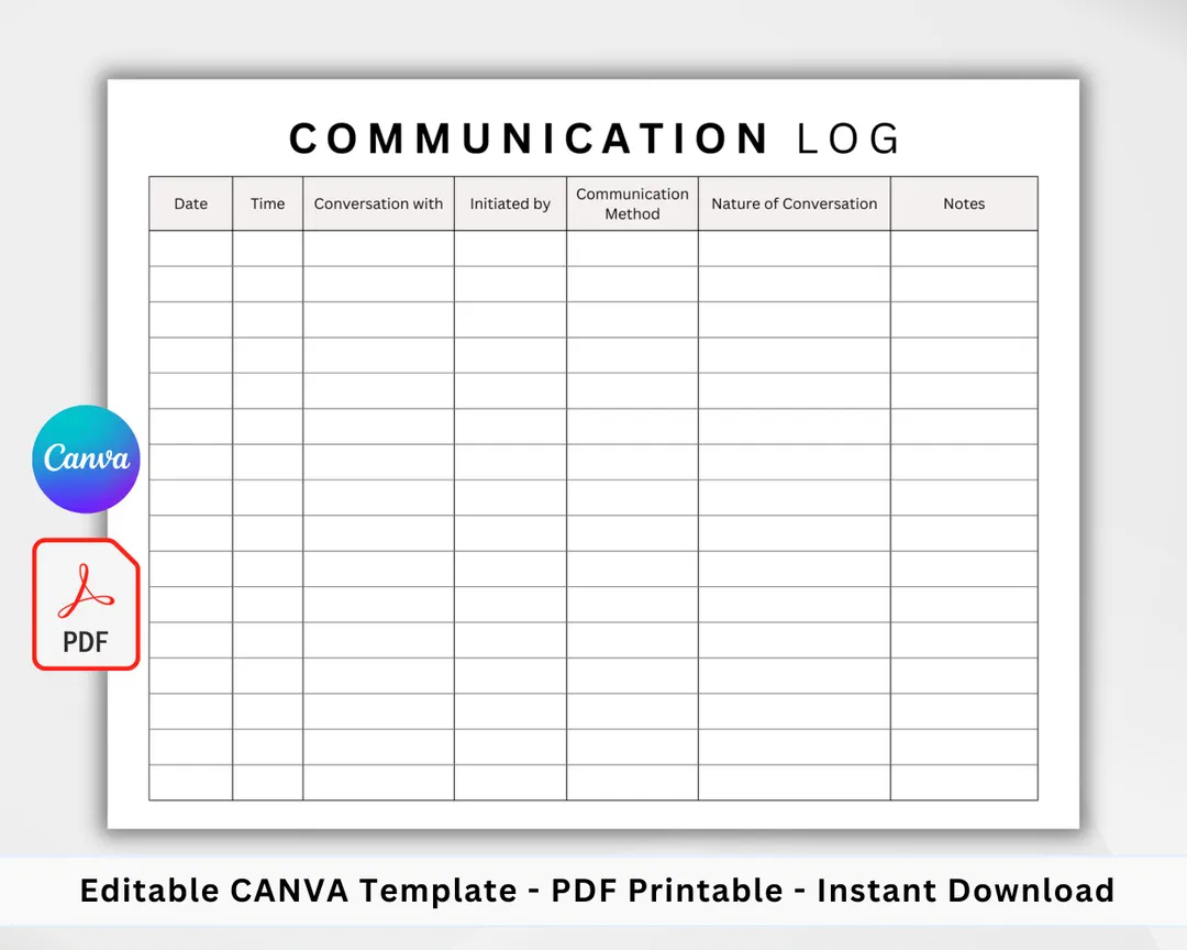 Communication Log Printable Call Tracker