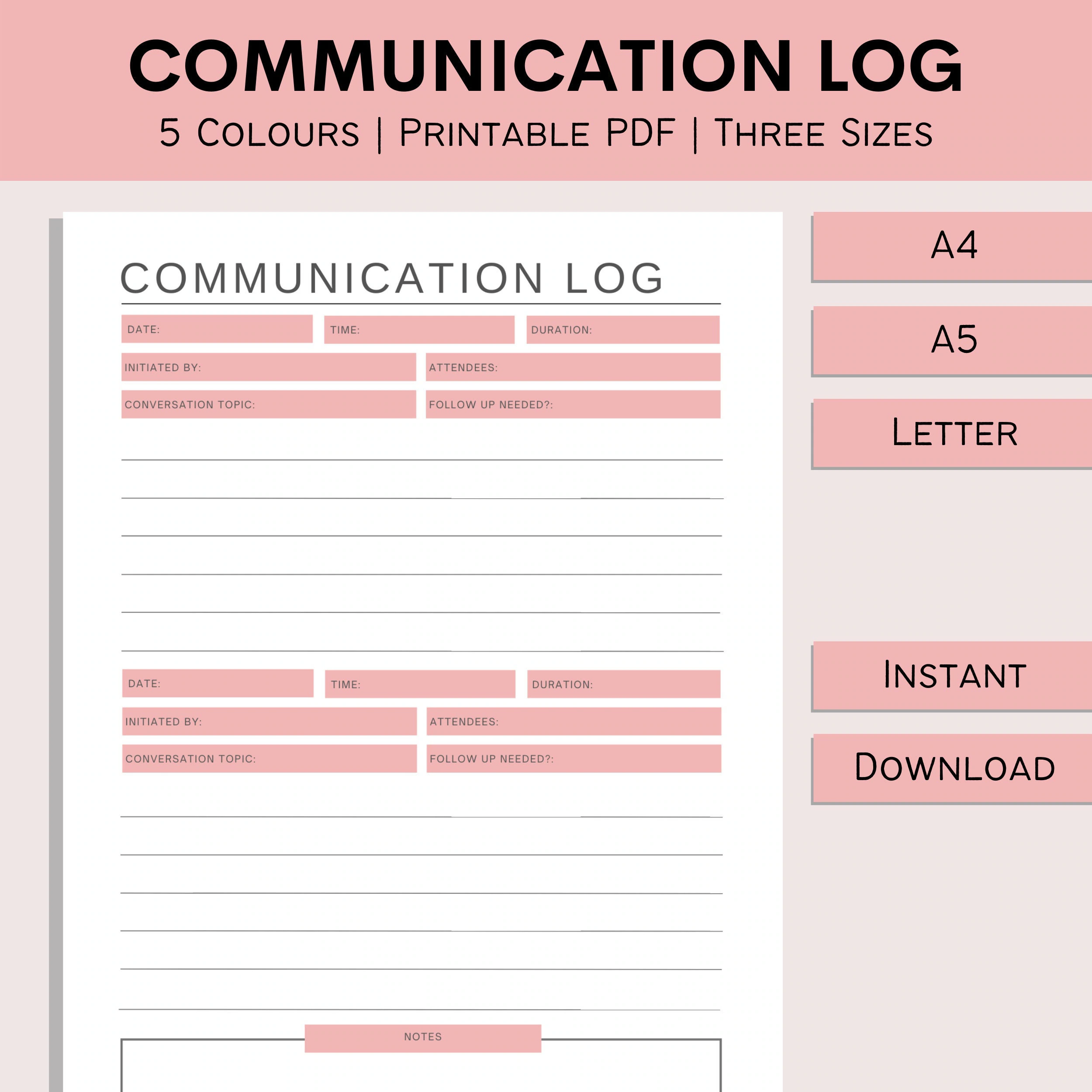Communication Log Printable Conversation Communication Log Printable Conversation
