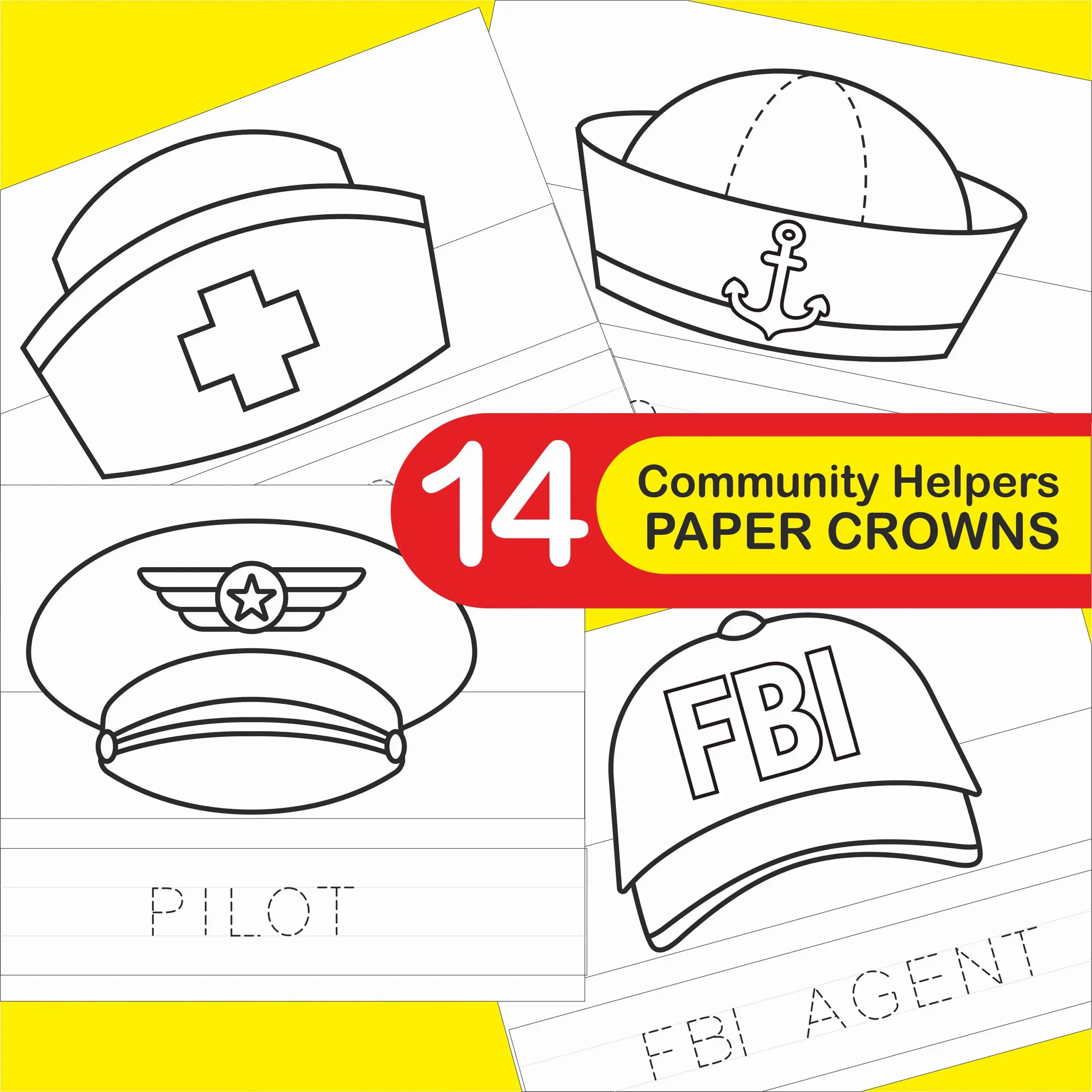 Community Helpers Paper Crowns Kids
