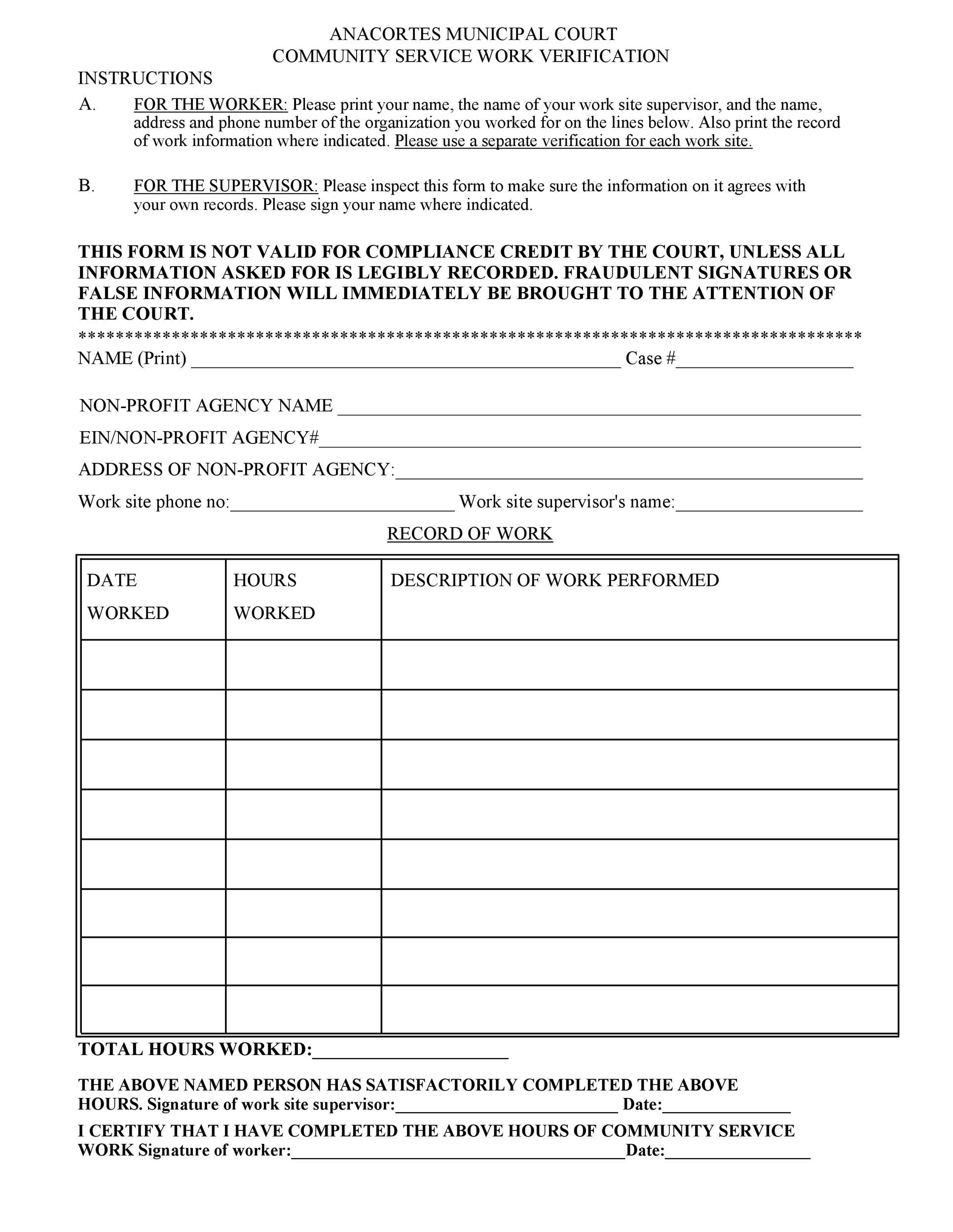 Community Service Letter