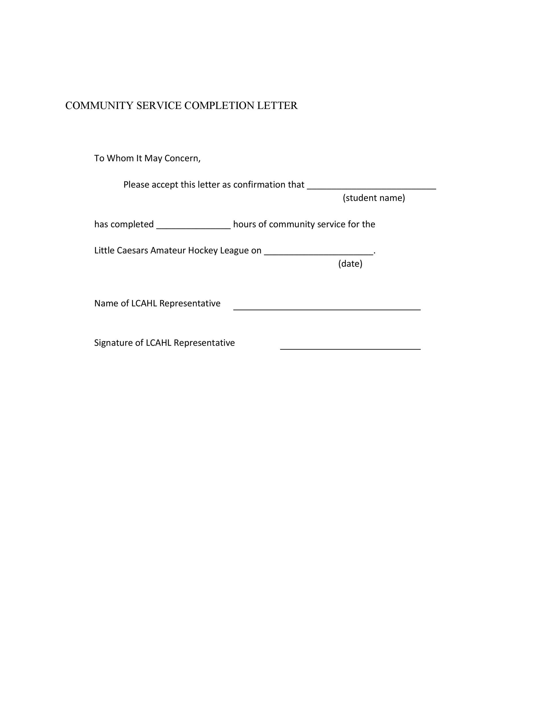 Community Service Letter Community Service Letter