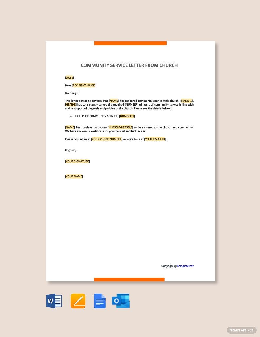 Community Service Letter From Church