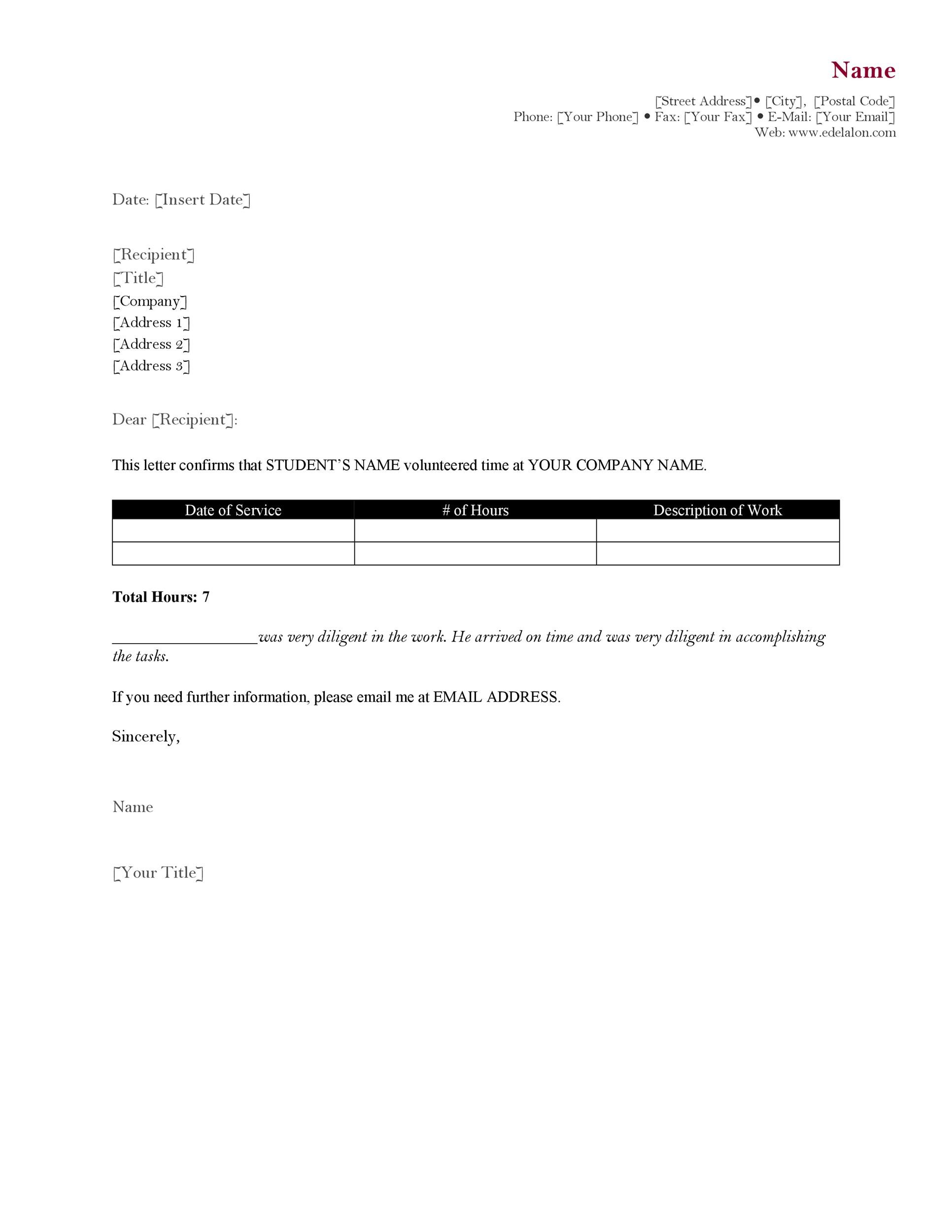 Community Service Letter