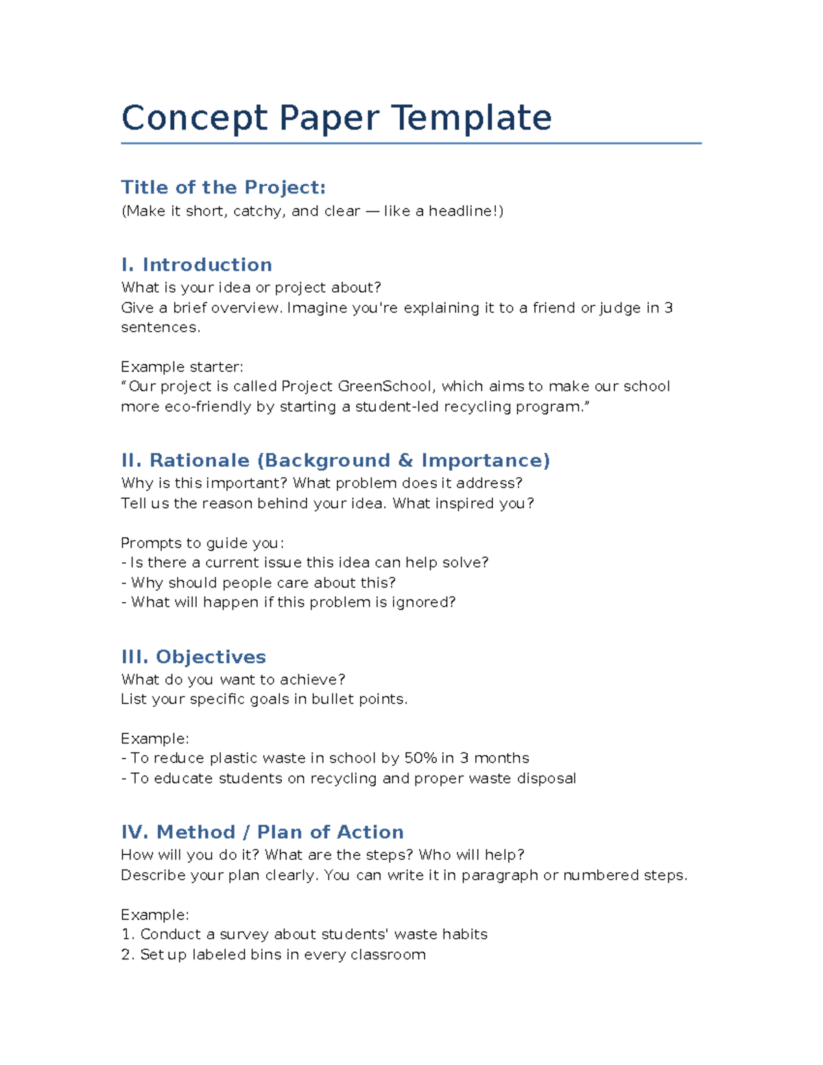 concept paper template sample