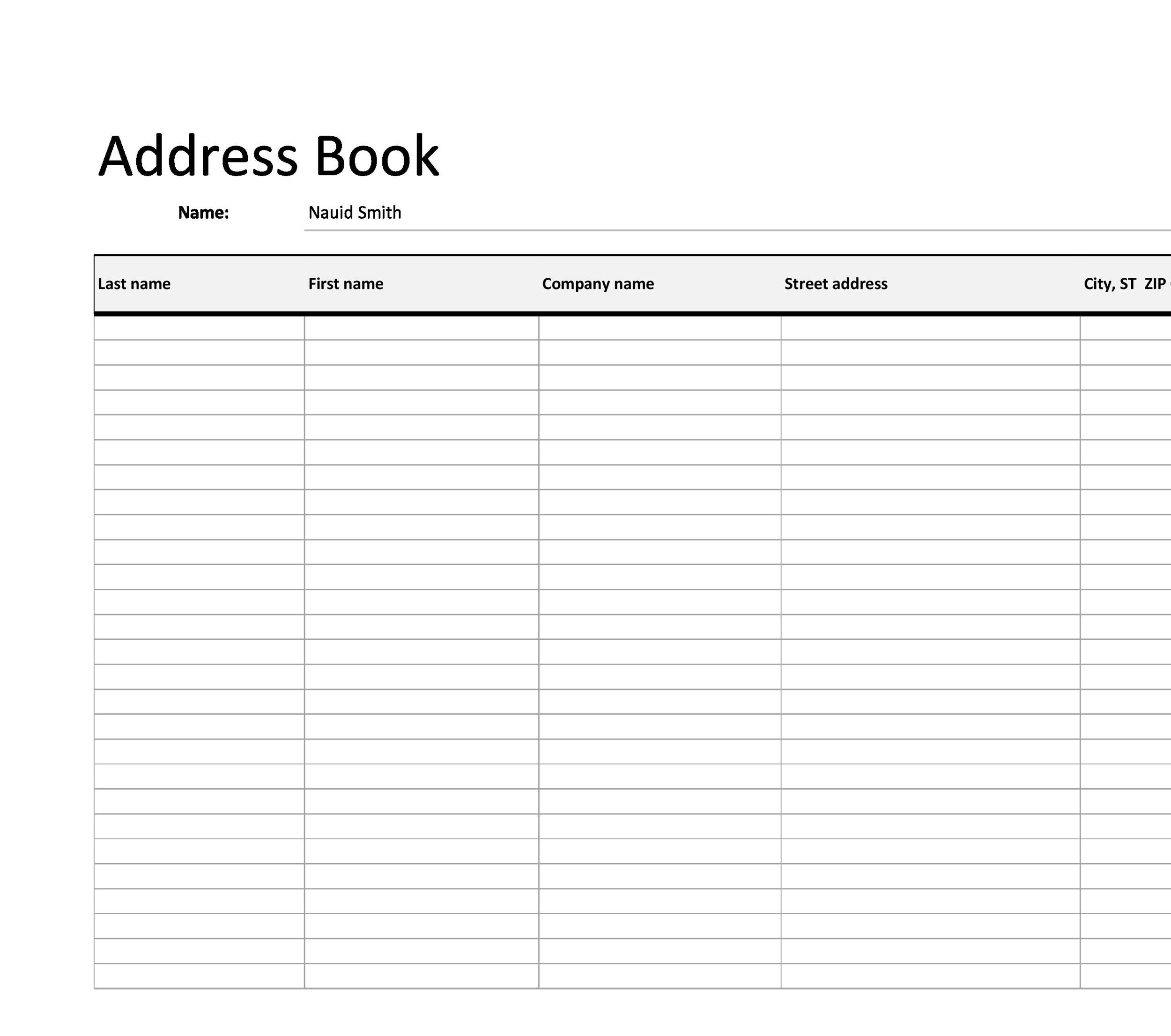 free printable contact list template free printable contact list template