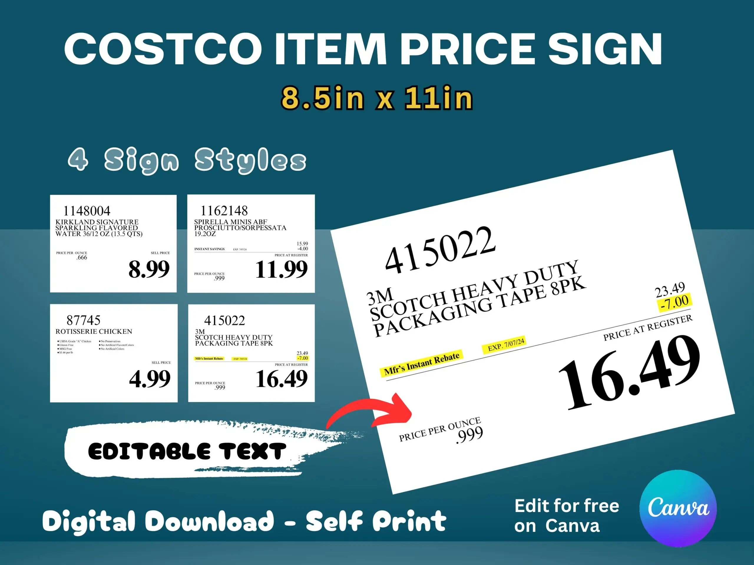 Costco Item Price Signs 85x11 Editable Costco Item Price Signs 85x11 Editable