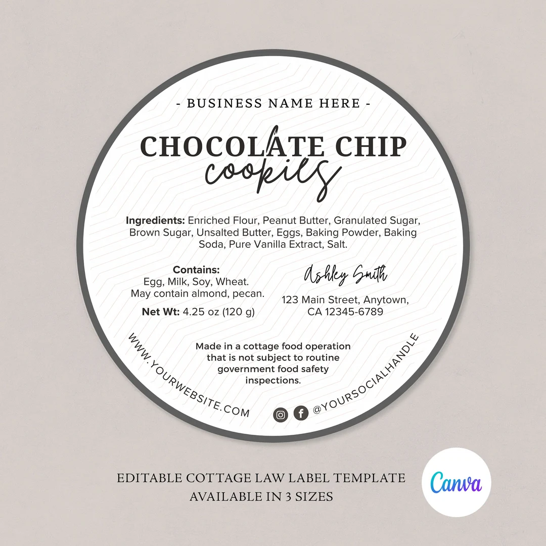 Cottage Food Label Home Baked Goods Cottage Food Label Home Baked Goods