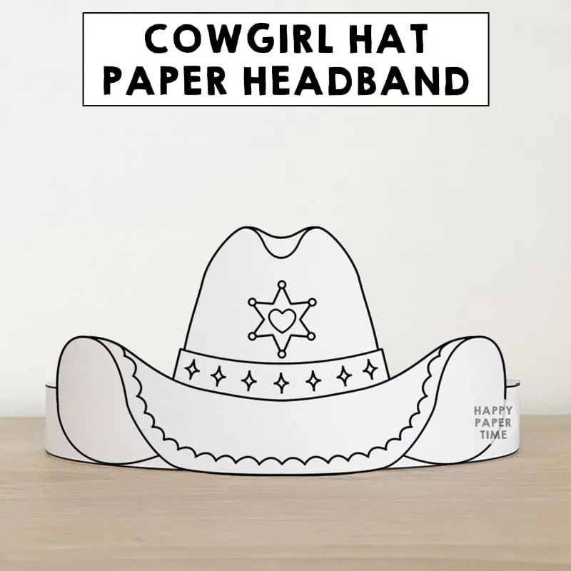 Cowgirl Hat Paper Crown For Coloring
