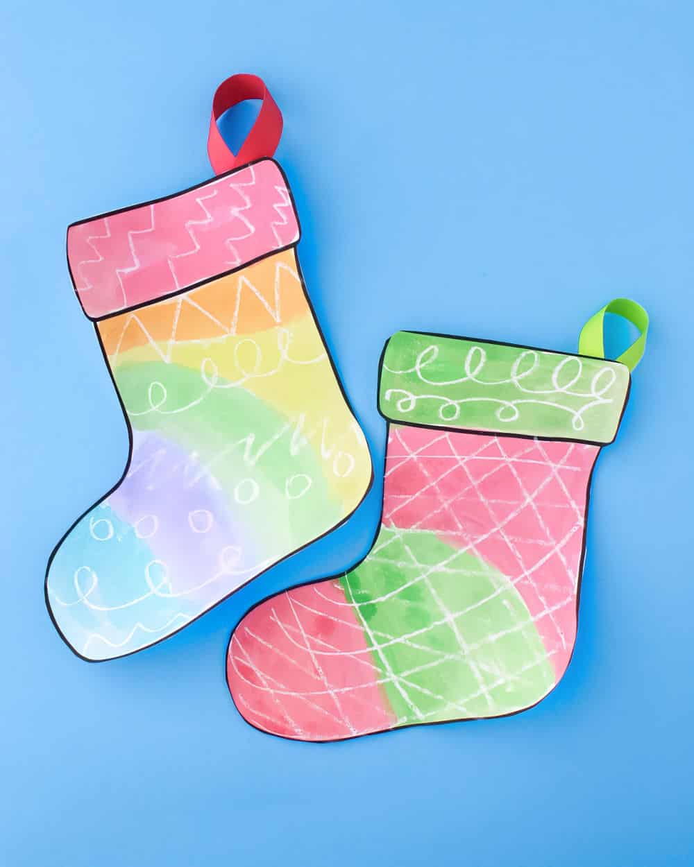 Crayon Resist Christmas Stocking Craft Crayon Resist Christmas Stocking Craft