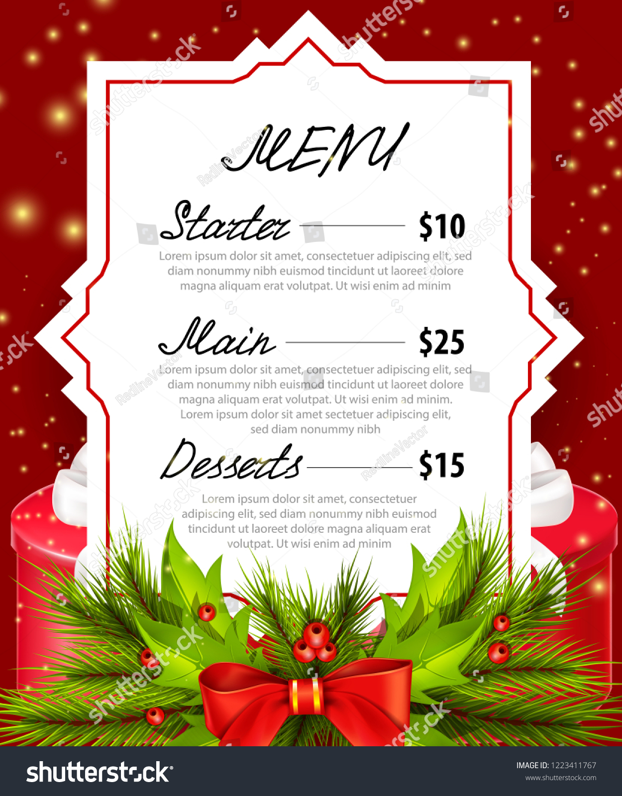 Creative Christmas Menu Card Design Inscriptions 1223411767 Creative Christmas Menu Card Design Inscriptions 1223411767