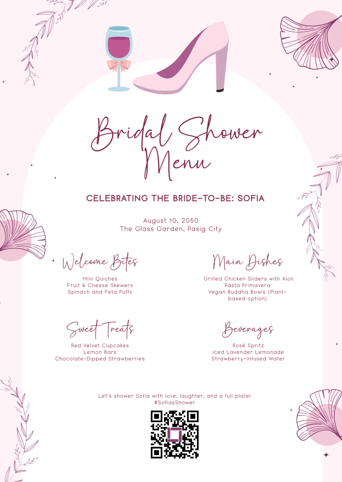 Creative Wedding Bridal Shower Menu