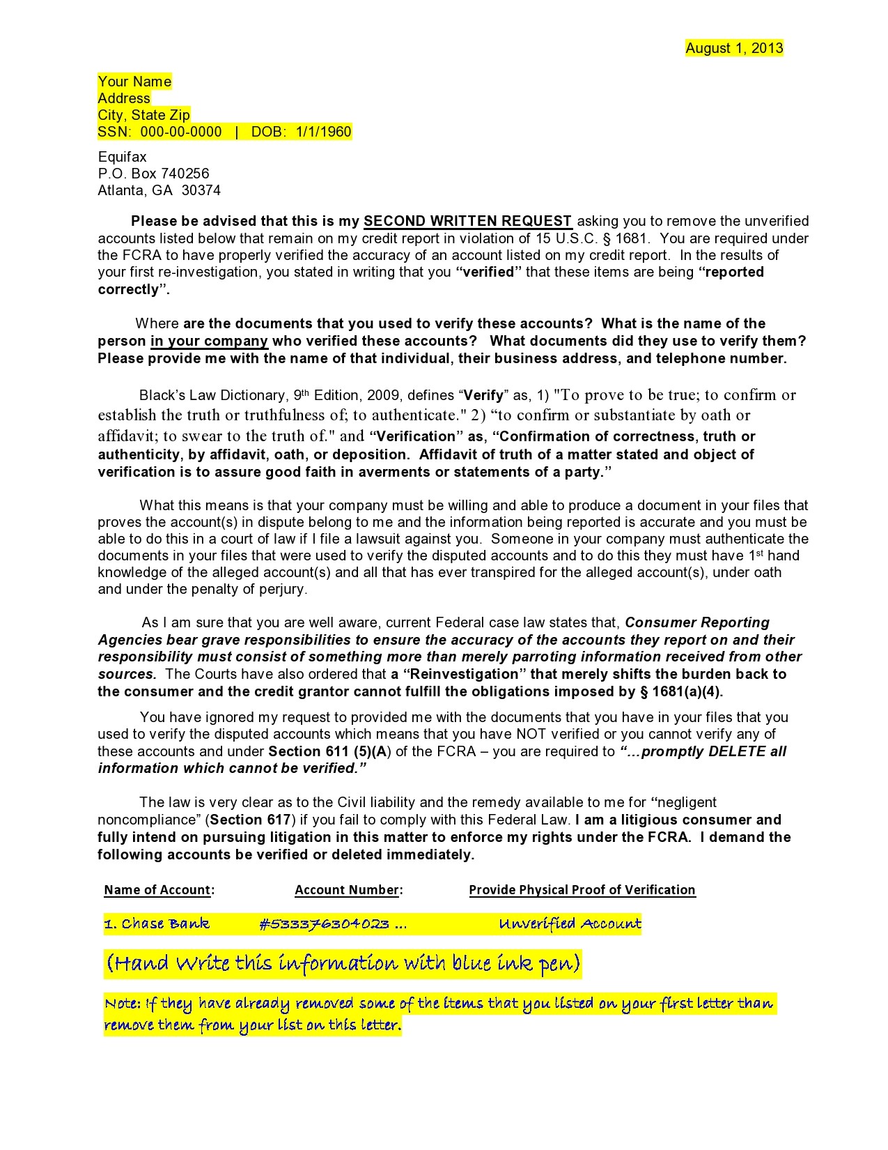 free credit repair letter templates and samples