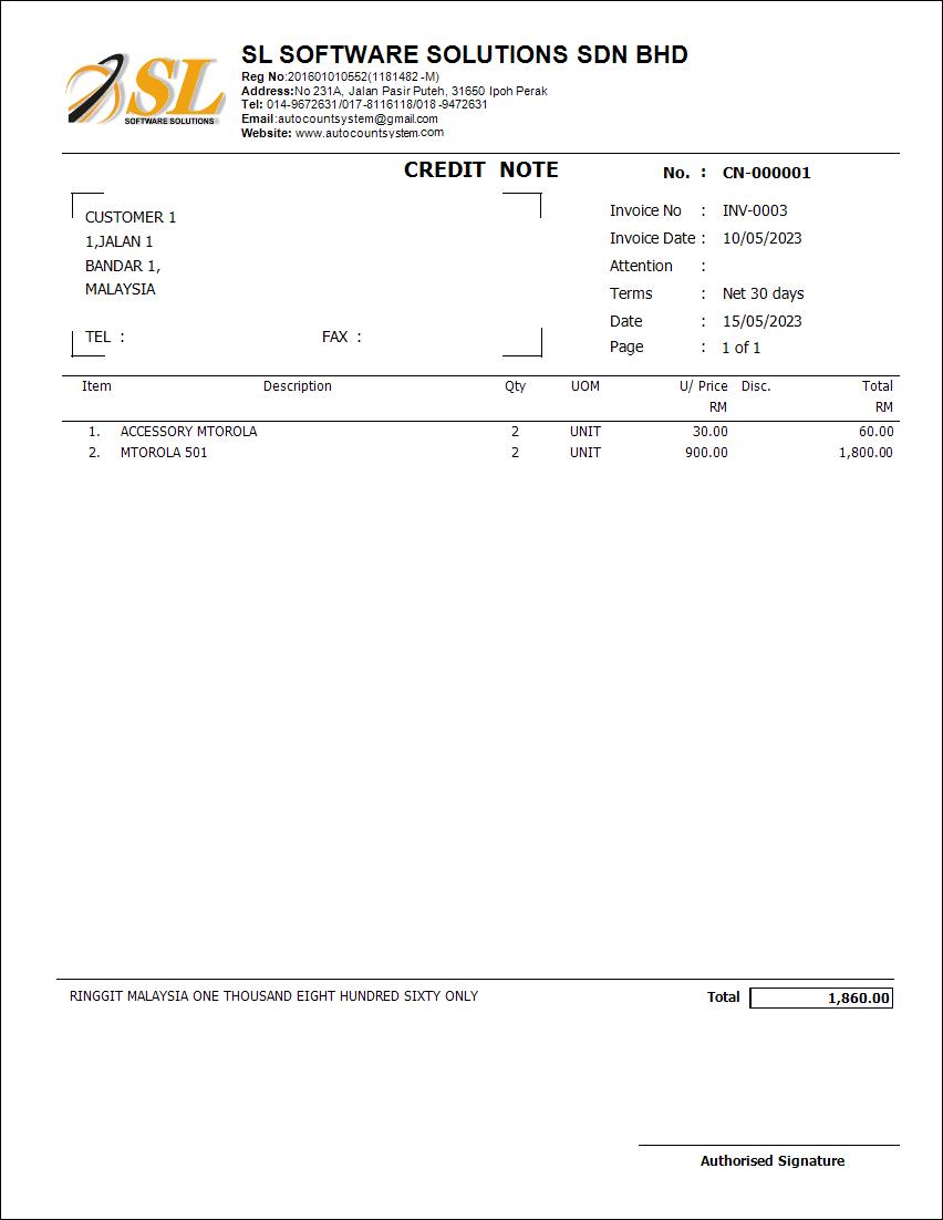 Credit Note 3