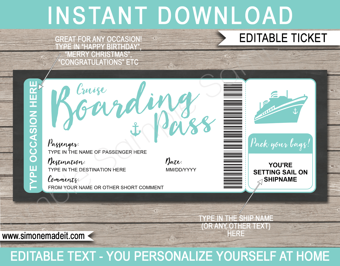 Cruise Boarding Pass Gift Voucher Cruise Boarding Pass Gift Voucher