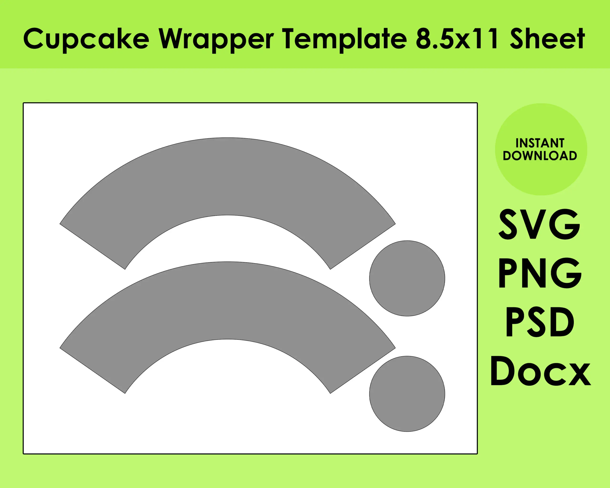 Cupcake Wrapper Template 85x11 Sheet Svg Cupcake Wrapper Template 85x11 Sheet Svg