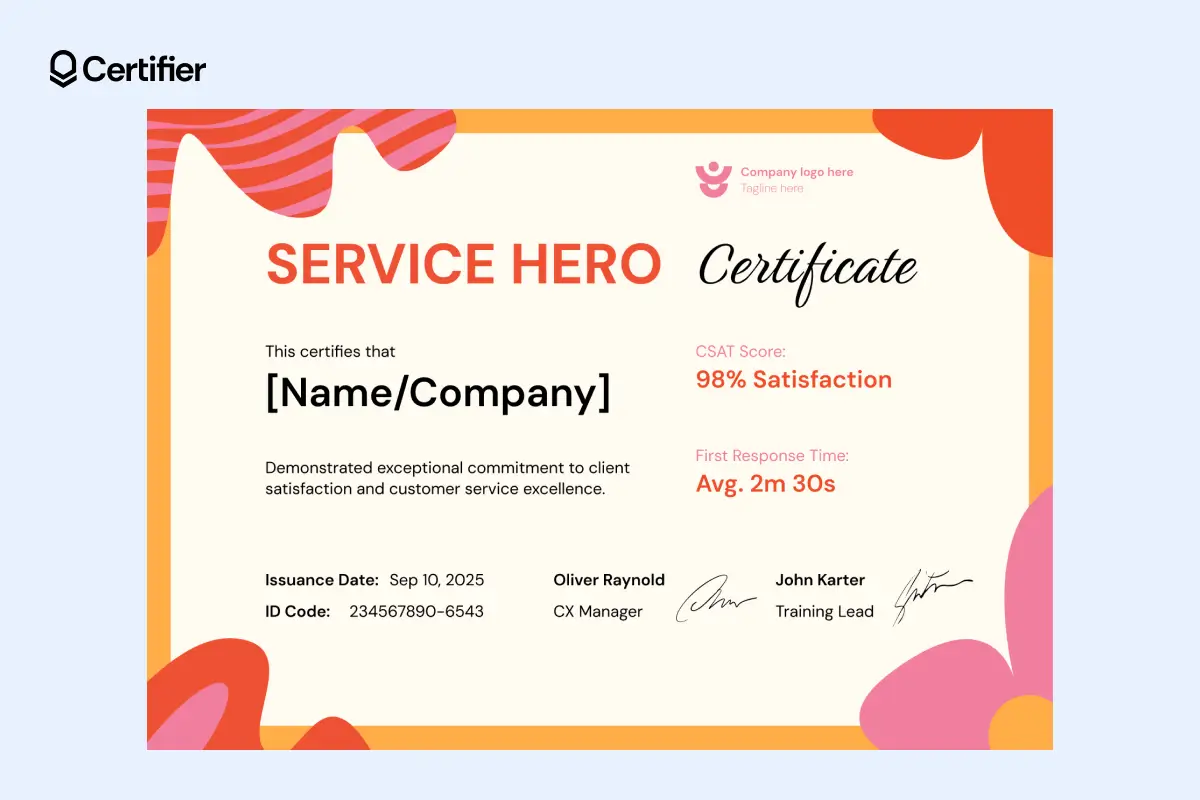 Customer Service Certificate Templates