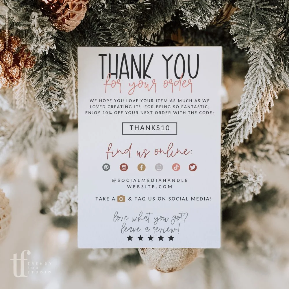 Cute Boho Christmas Business Thank You Card Canva Template 1 Cute Boho Christmas Business Thank You Card Canva Template 1