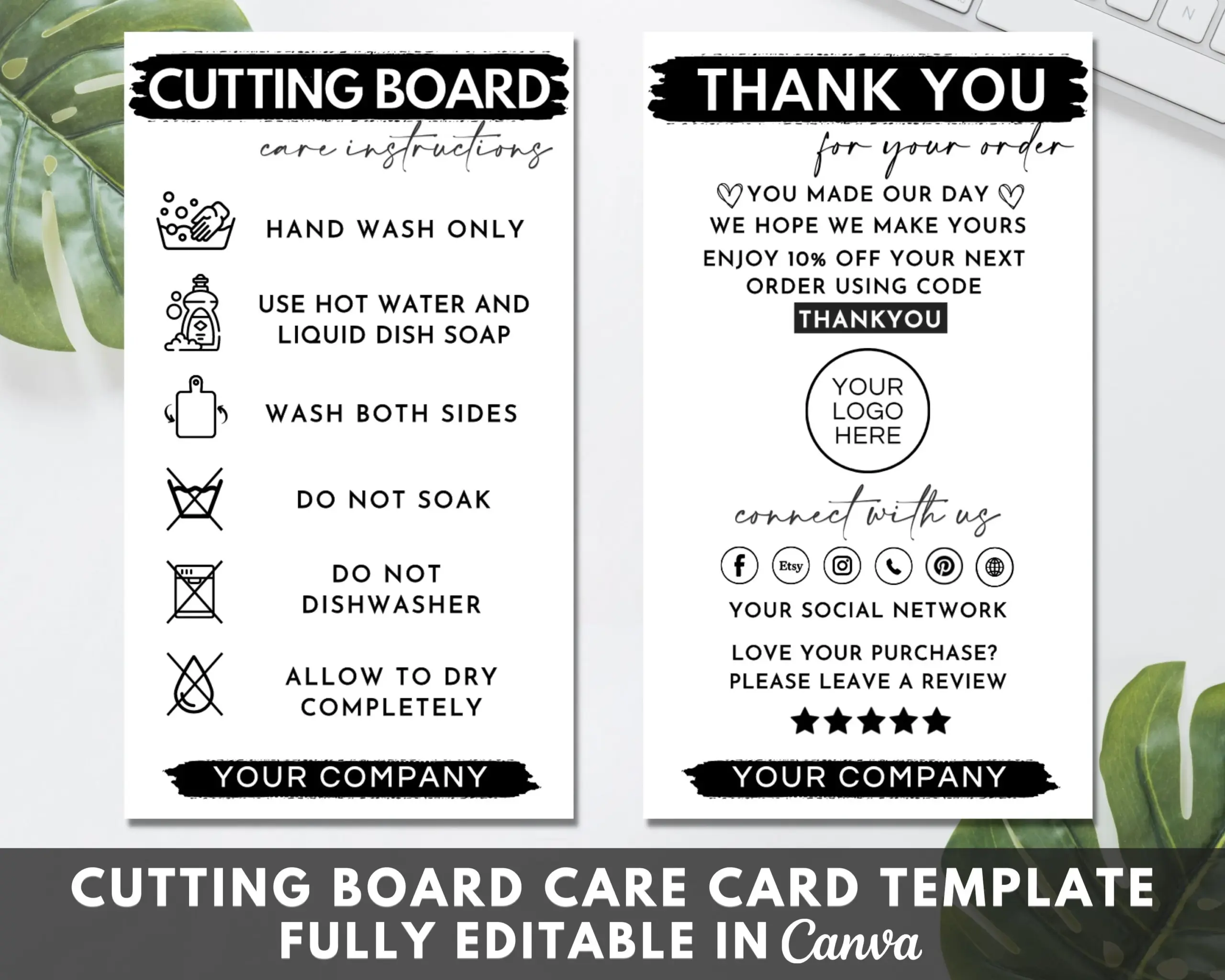 Cutting Board Care Card Template Cutting Board Care Card Template