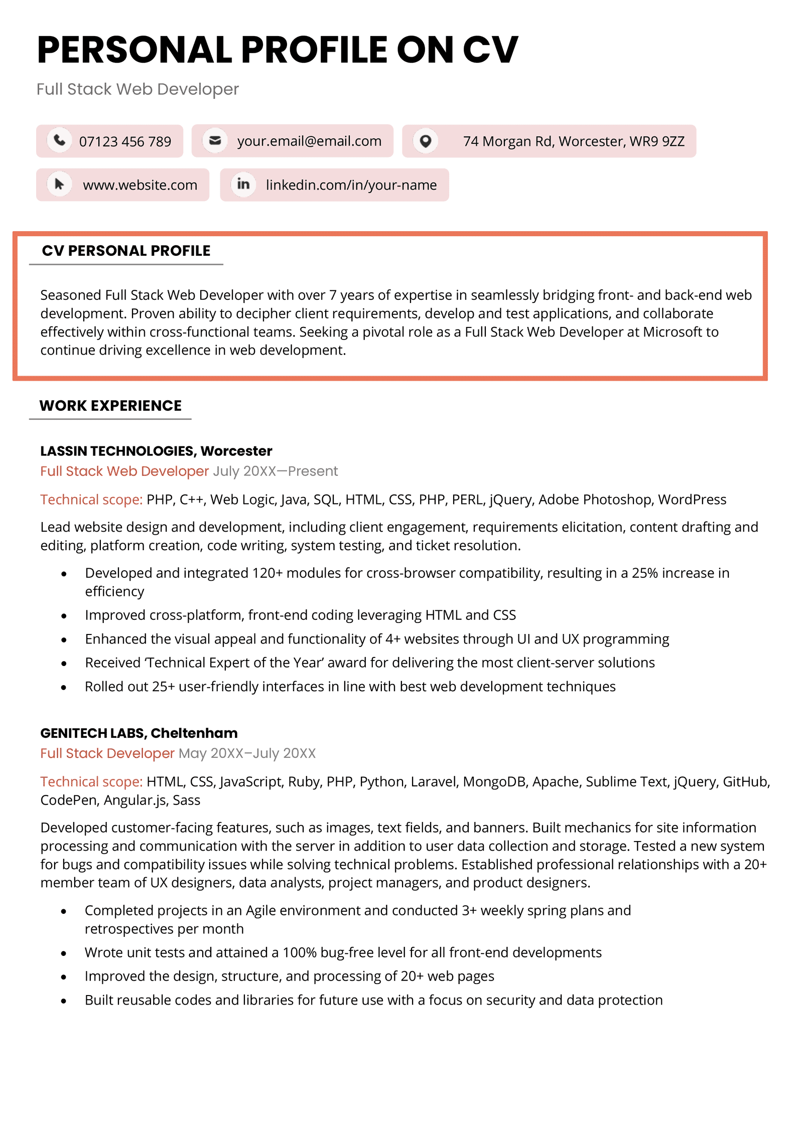 Cv Personal Profile Cv Personal Profile