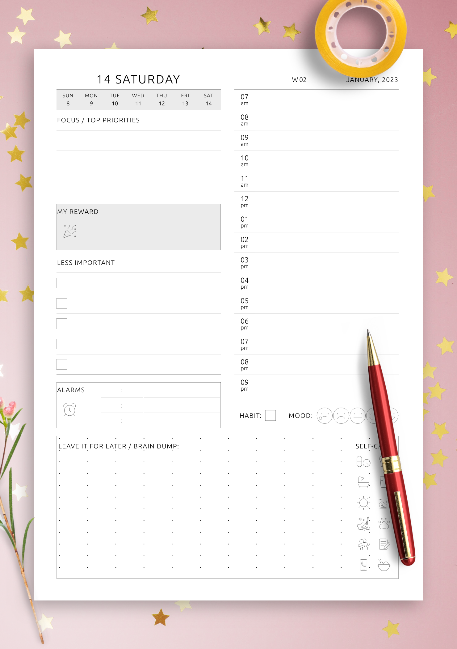 free printable adhd planner template
