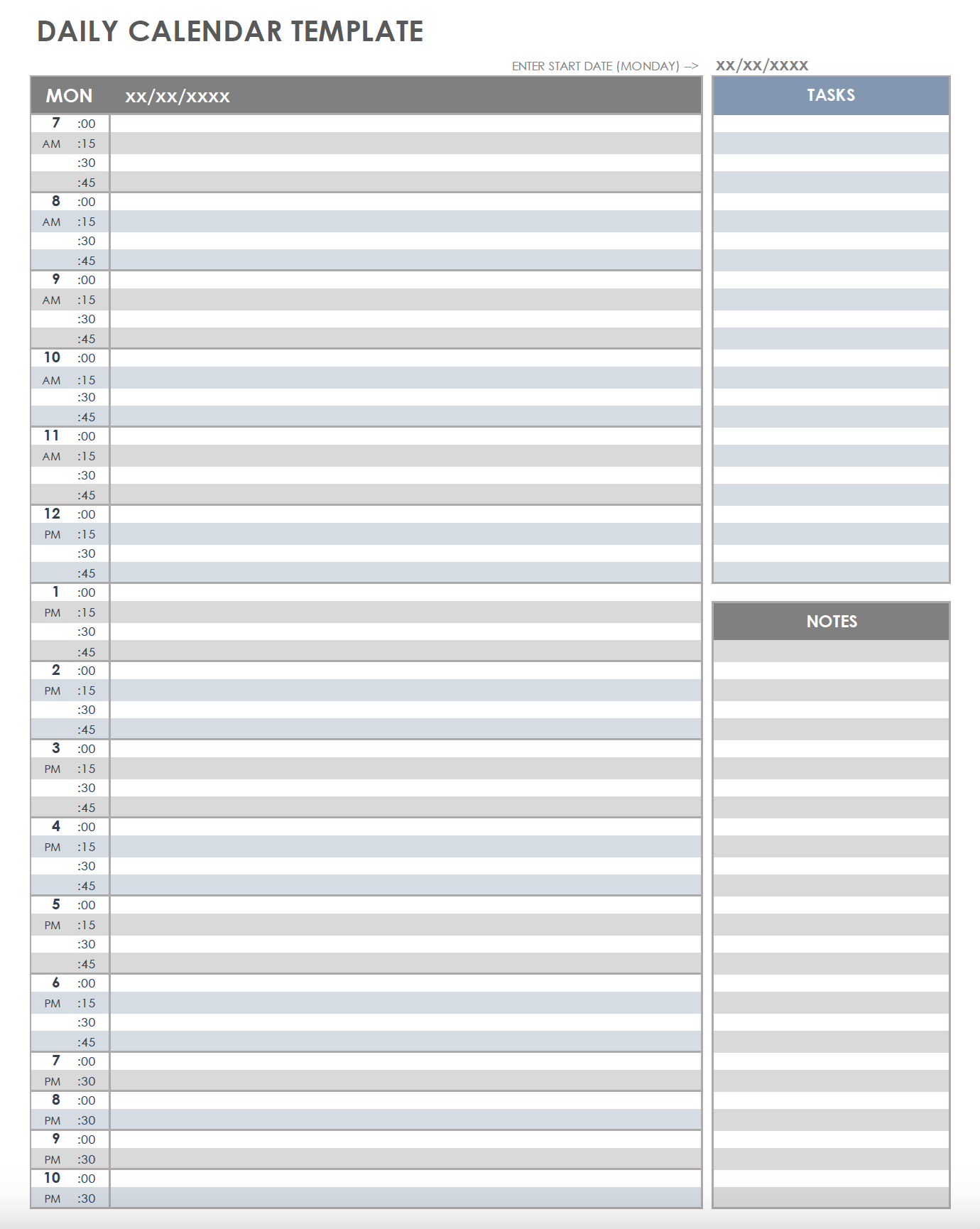 Daily Calendars Templates