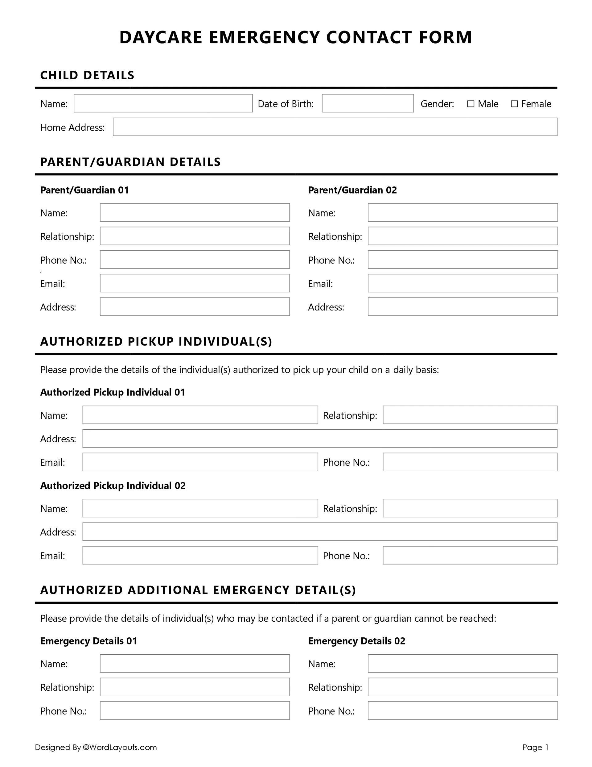 free printable daycare forms template free printable daycare forms template