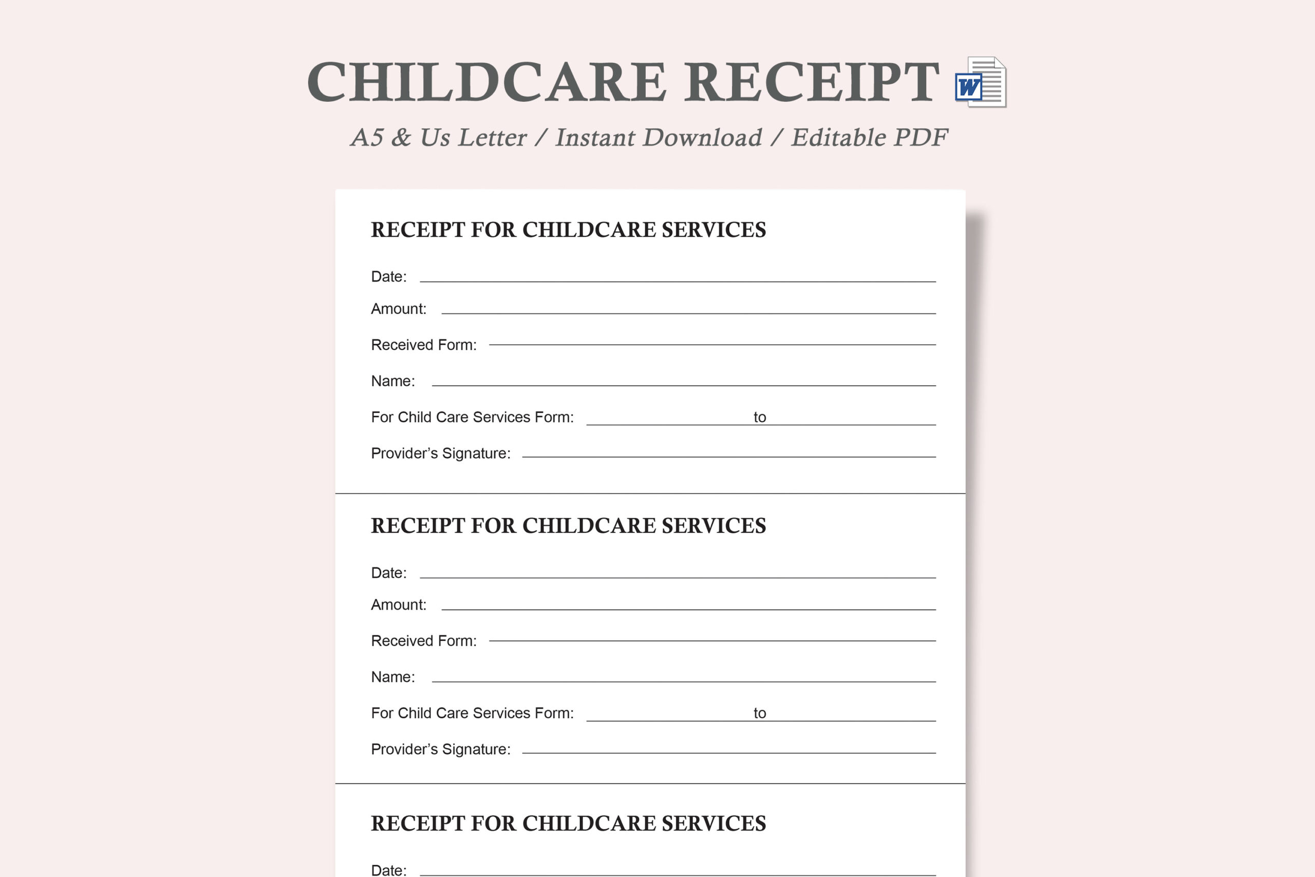 free printable daycare receipt template free printable daycare receipt template