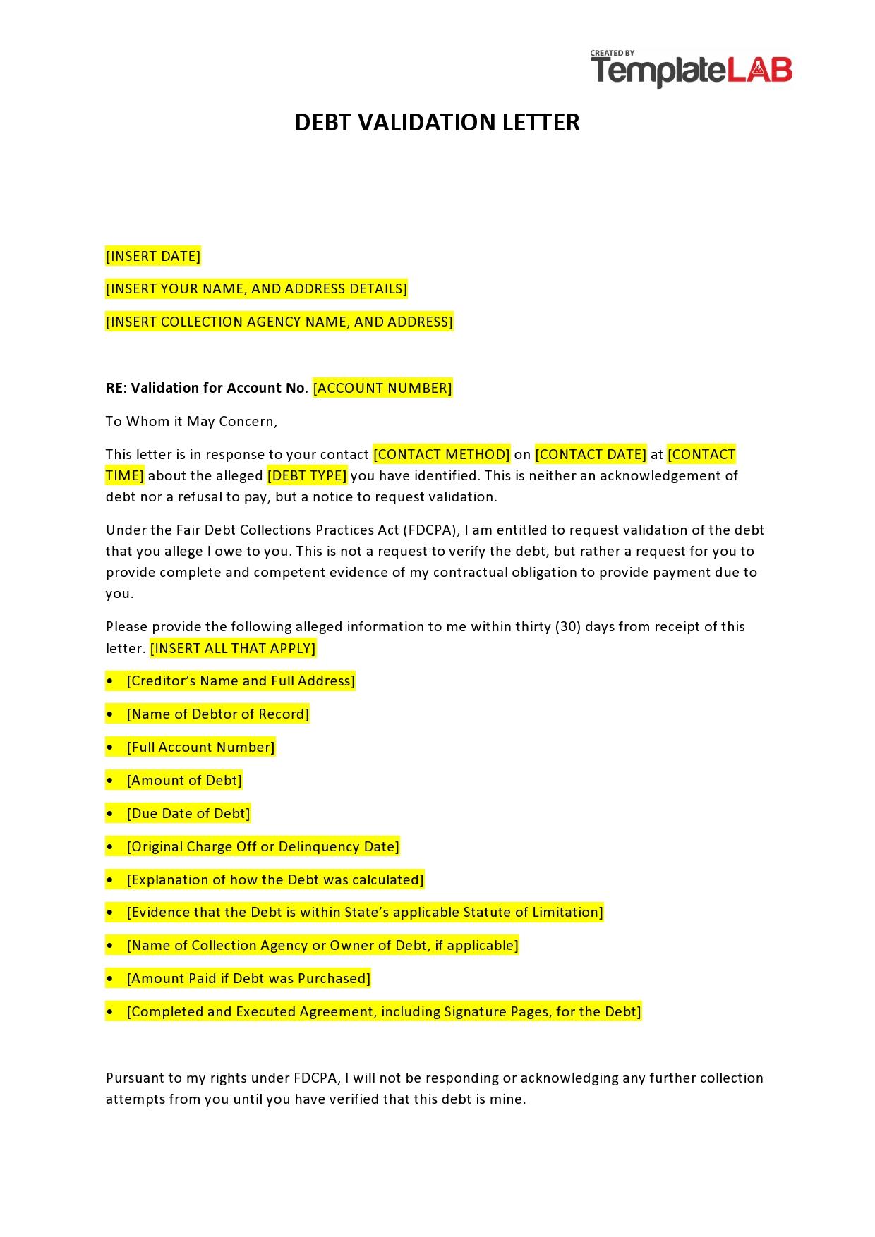 Debt Validation Letters Debt Validation Letters