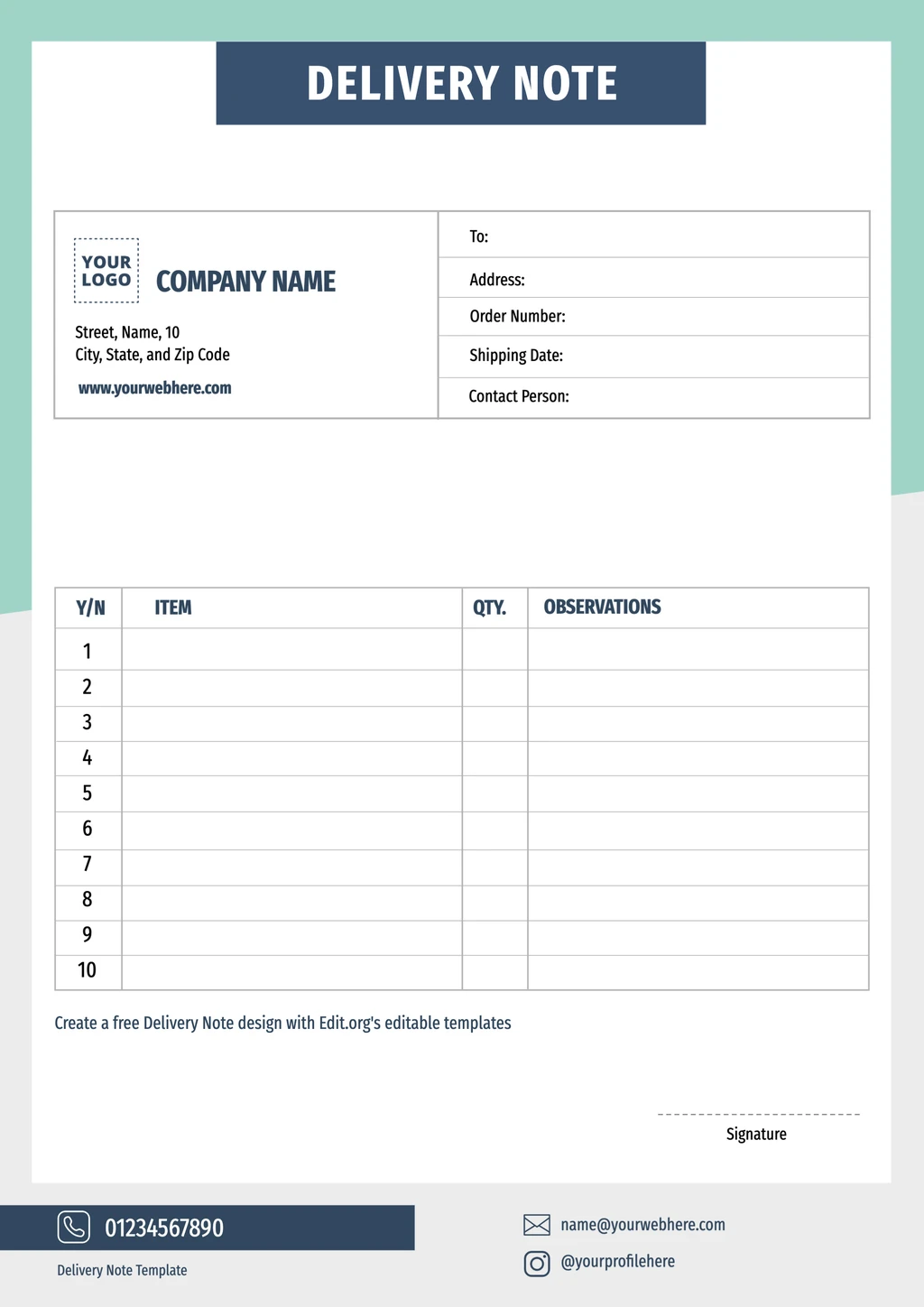 Delivery Notes Delivery Notes