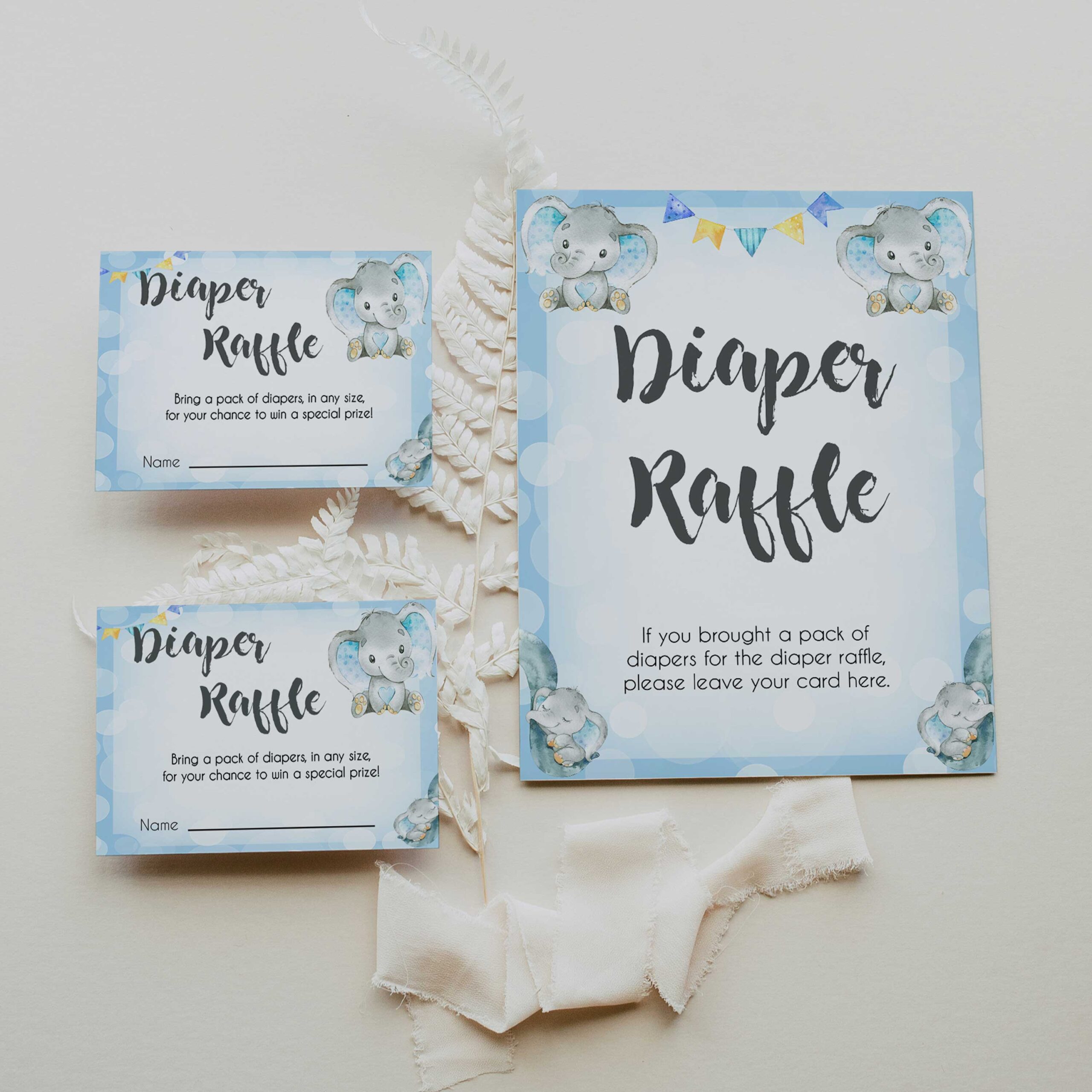 Diaper Raffle Blue Elephants