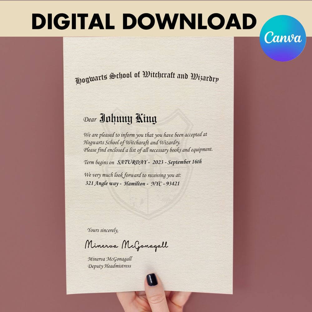 Digital Hogwarts Acceptance Letter Template Digital Hogwarts Acceptance Letter Template