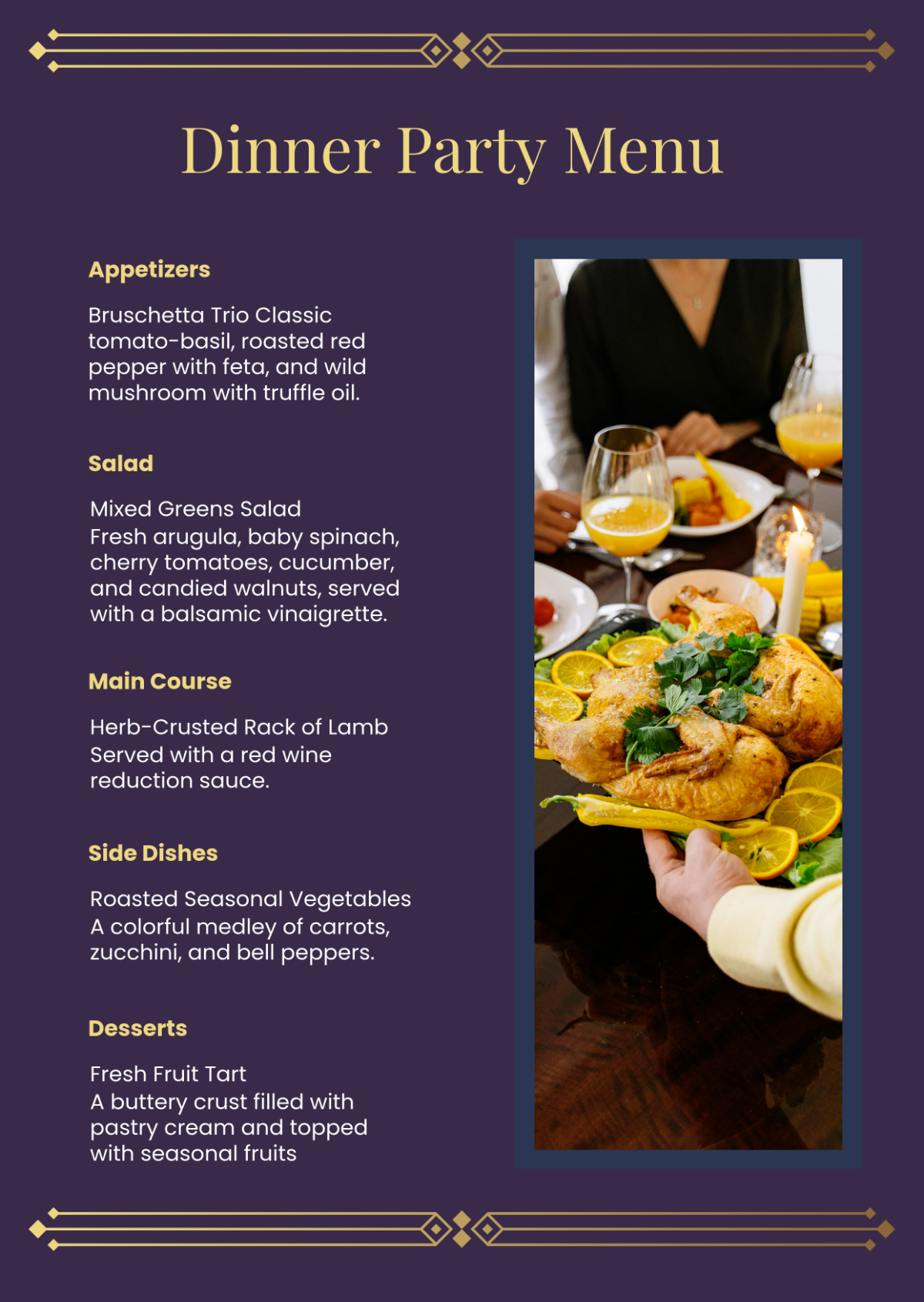 Dinner Party Menu Template