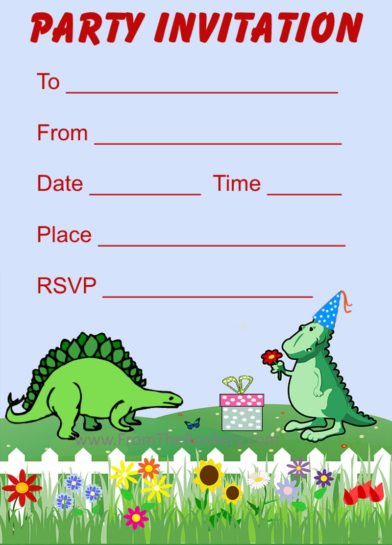 Dinosaur Birthday Invitations