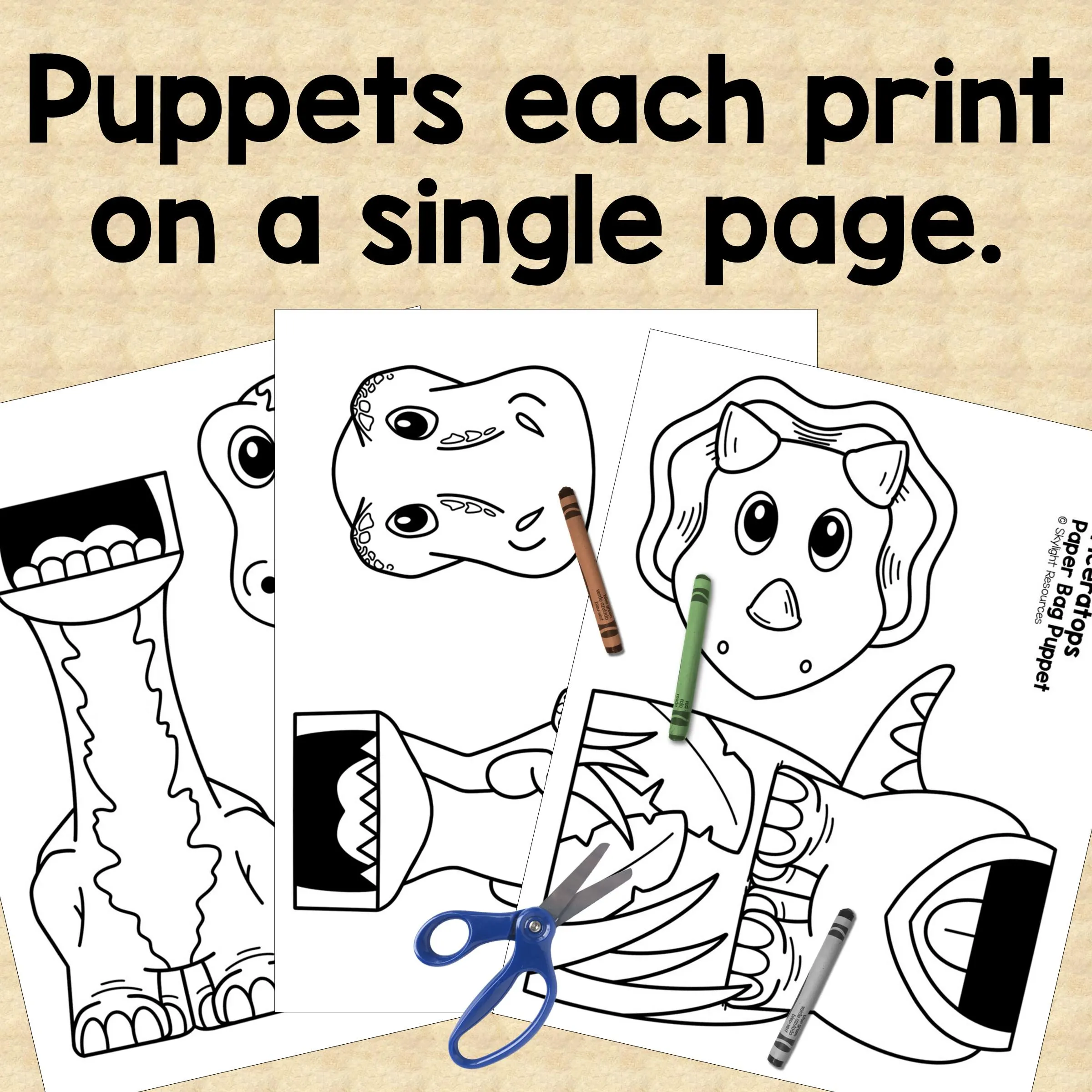 Dinosaur Paper Bag Puppets T Rex