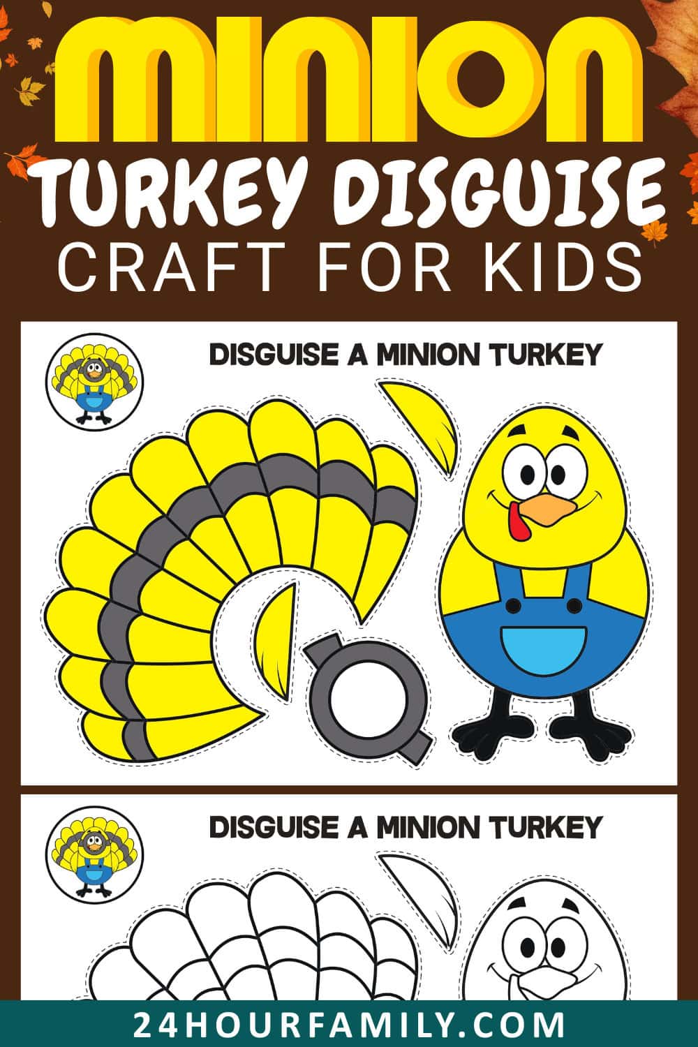 Disguise A Turkey As A Minion Printable Craft