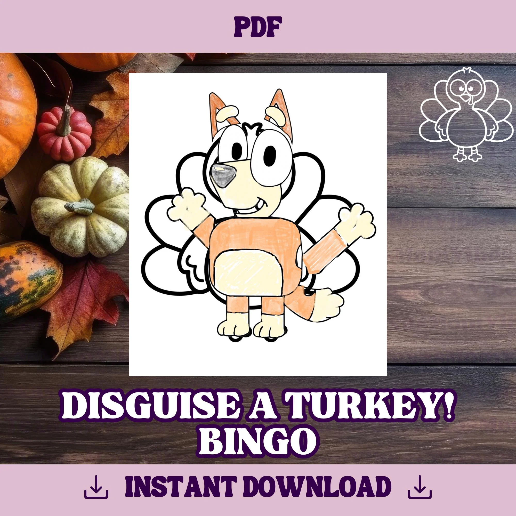 Disguise A Turkey Bluey Template