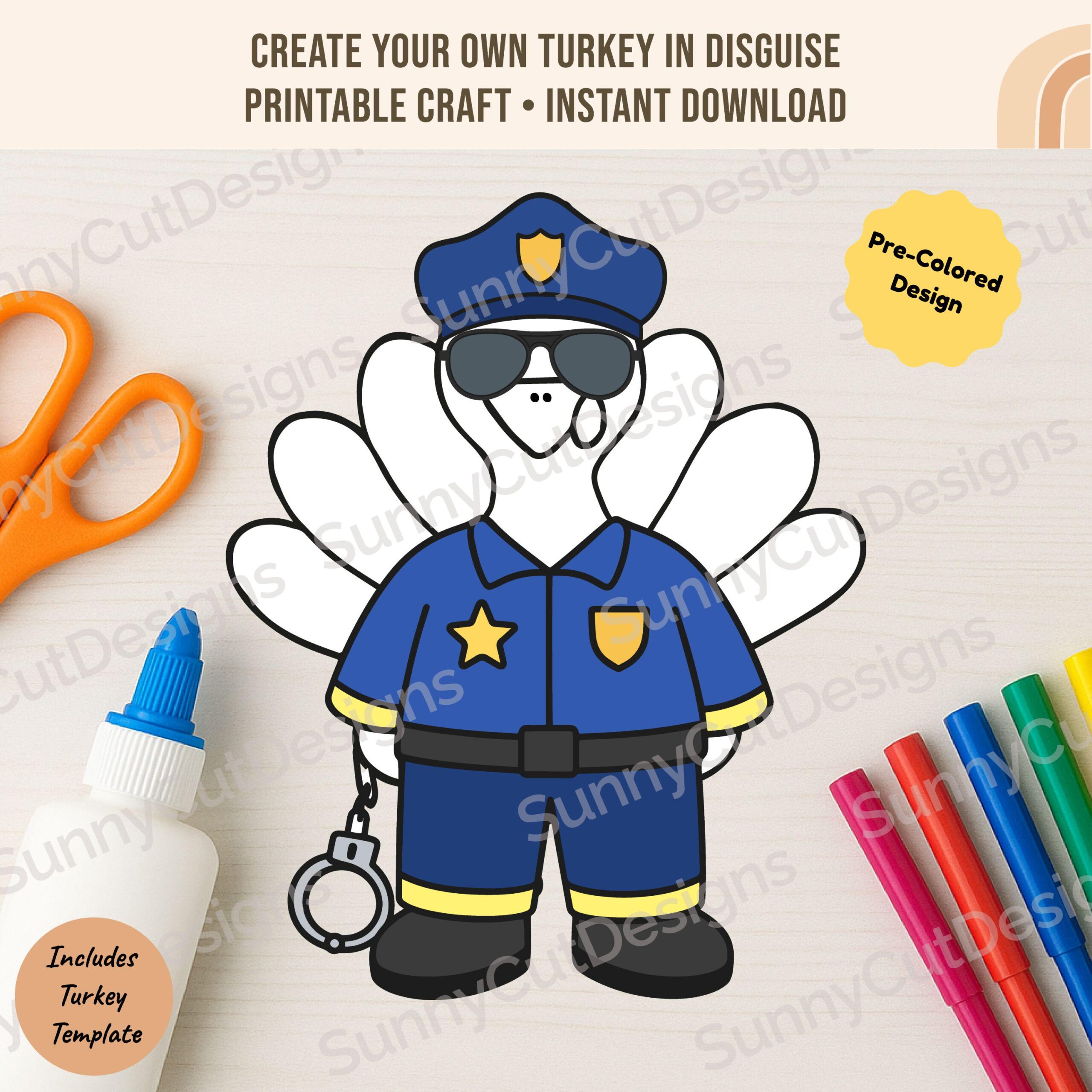 disguise the turkey template police officer