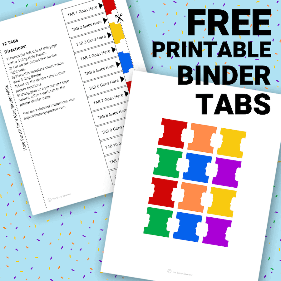 free printable binder divider template
