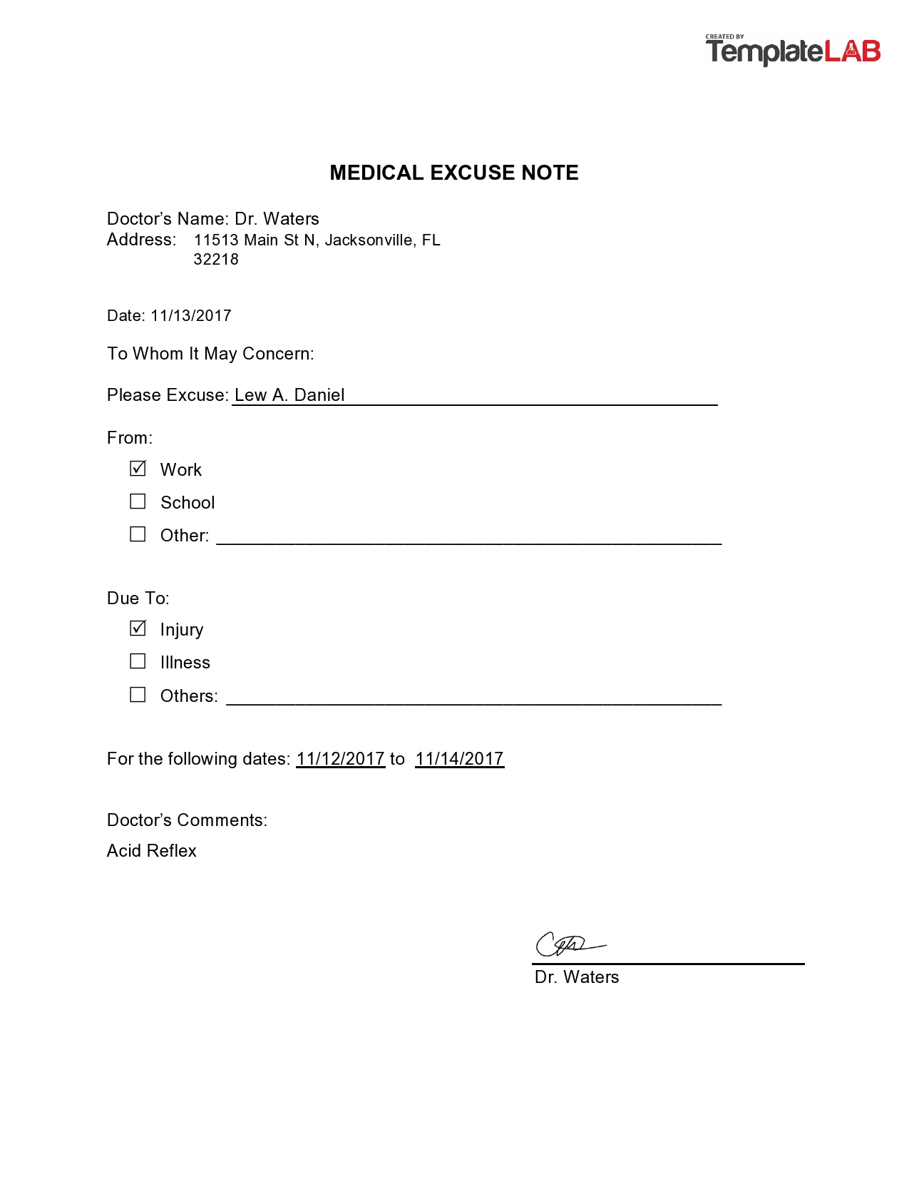 Doctors Note Template Doctors Note Template