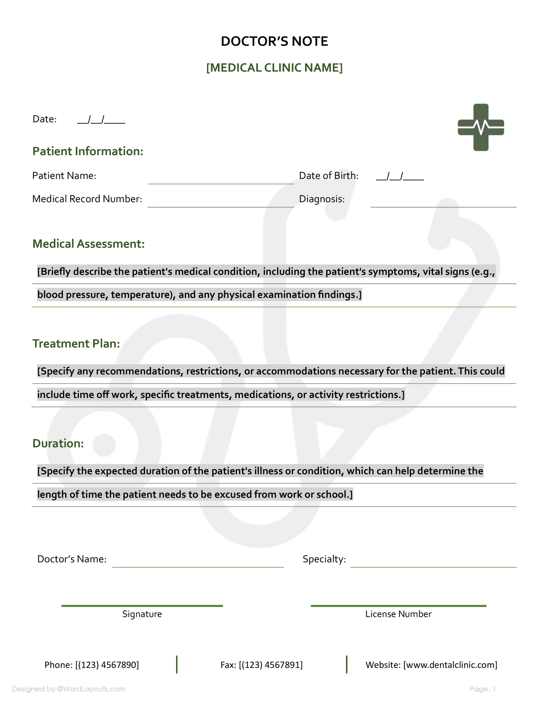 Doctors Note Templates