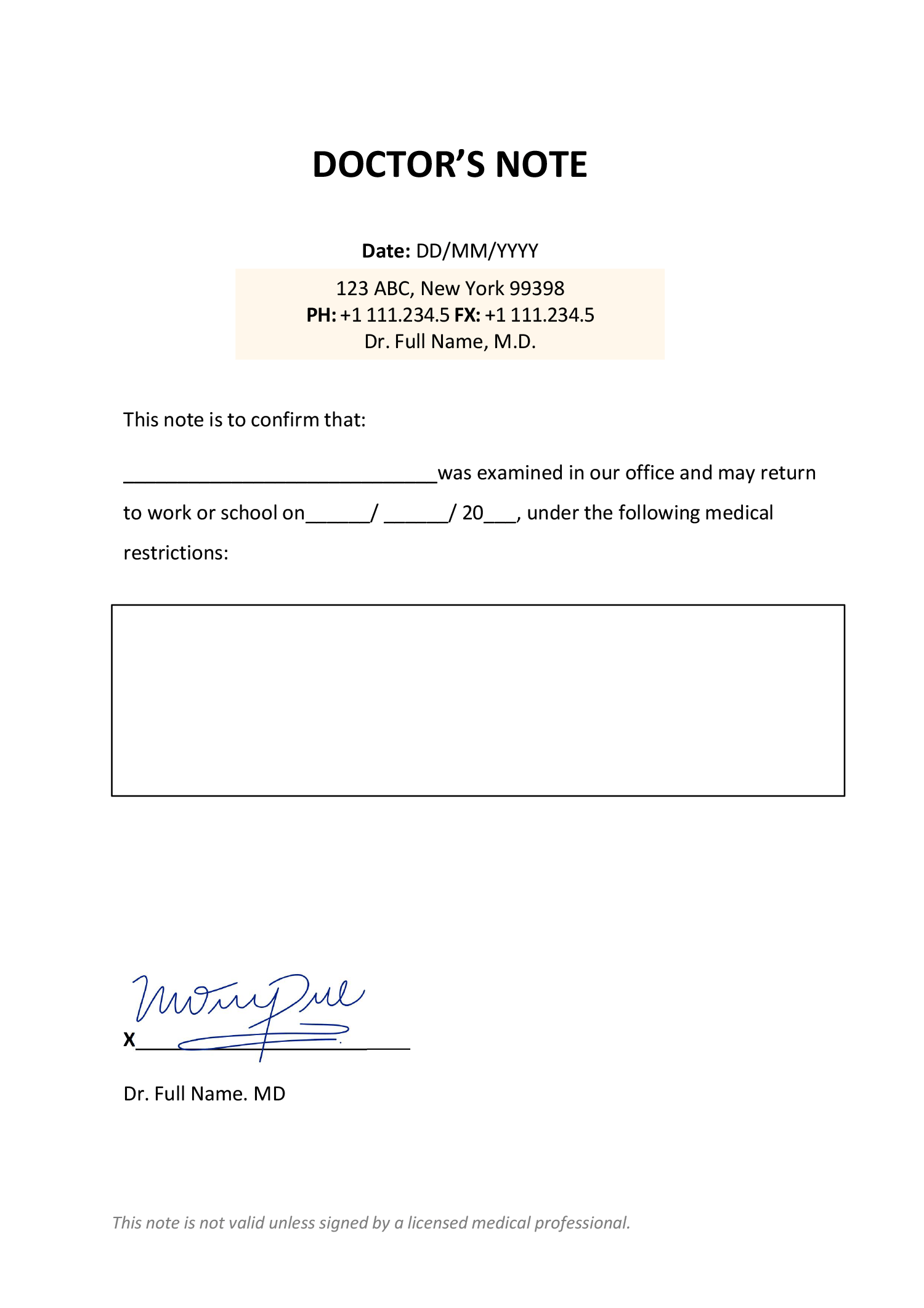 Doctors Note